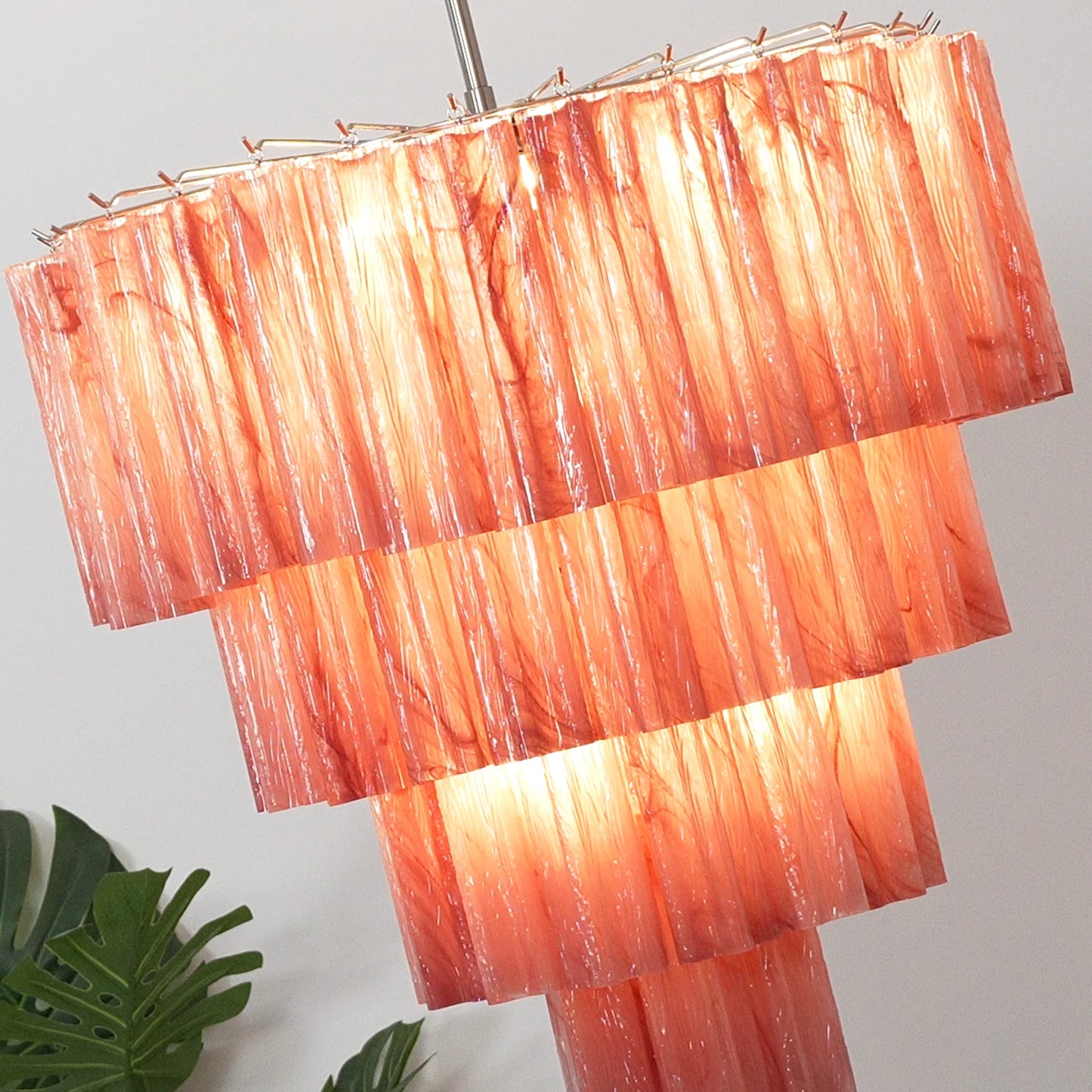 Murano Red Glass Tubes Chandelier - Nuvé