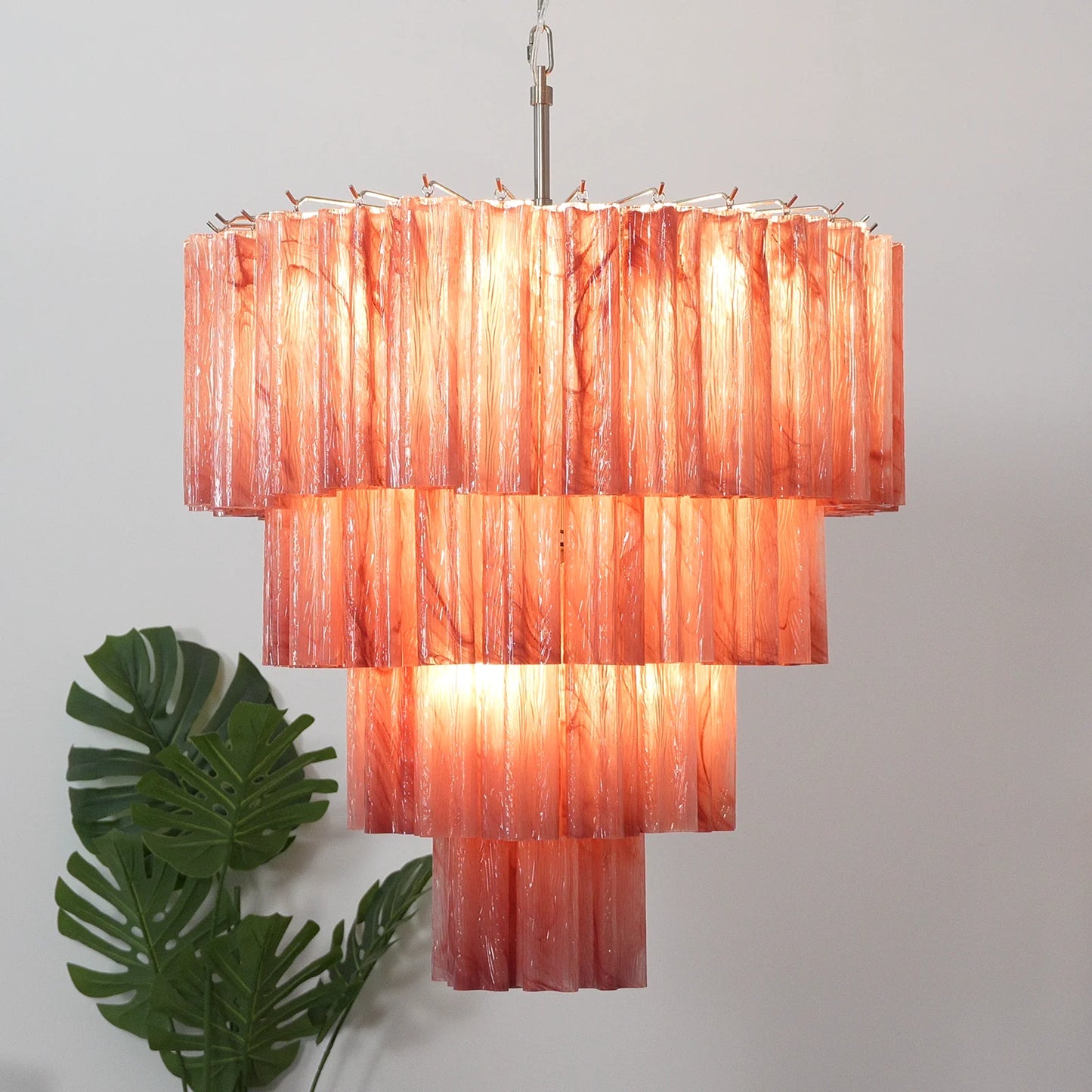 Murano Red Glass Tubes Chandelier - Nuvé