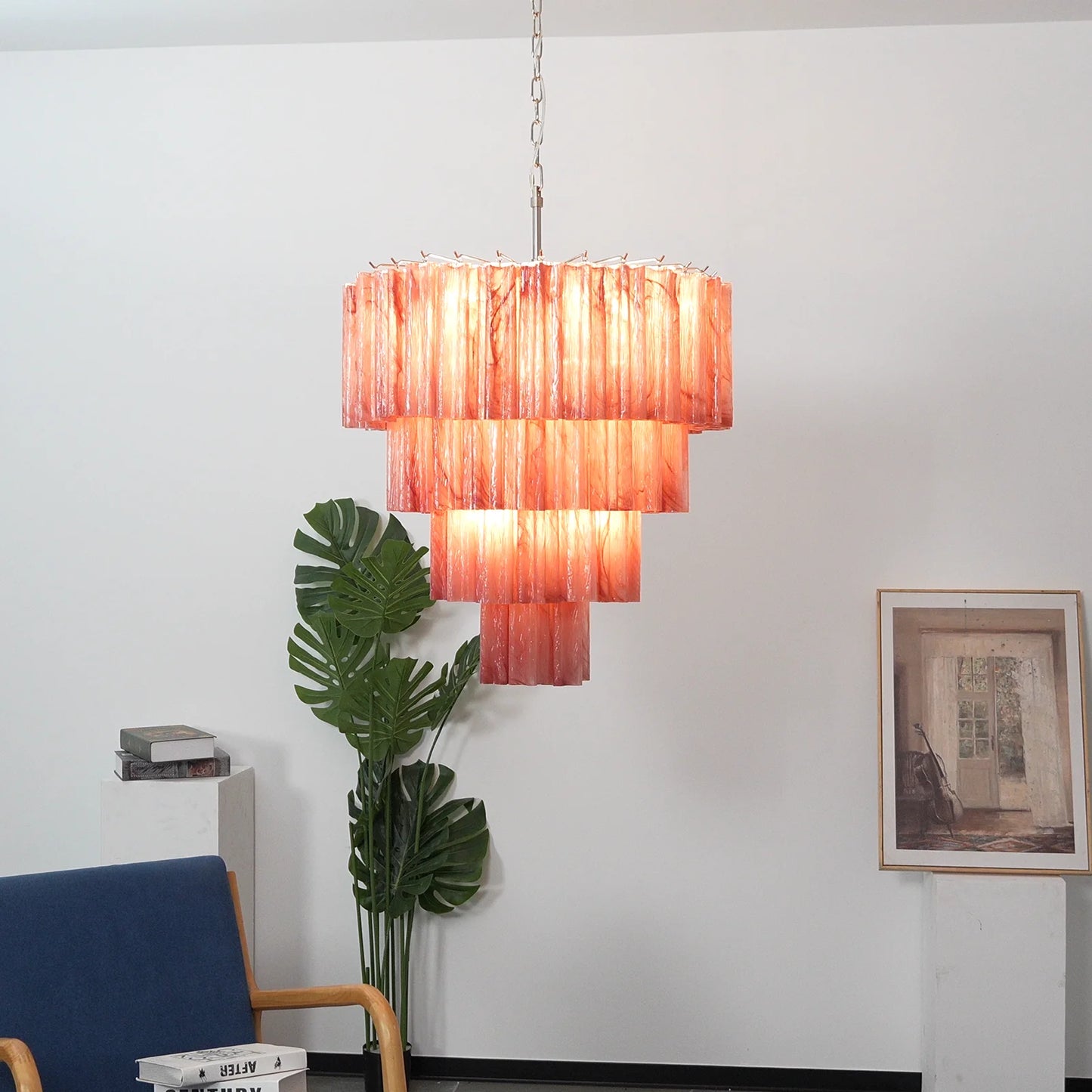 Murano Red Glass Tubes Chandelier - Nuvé
