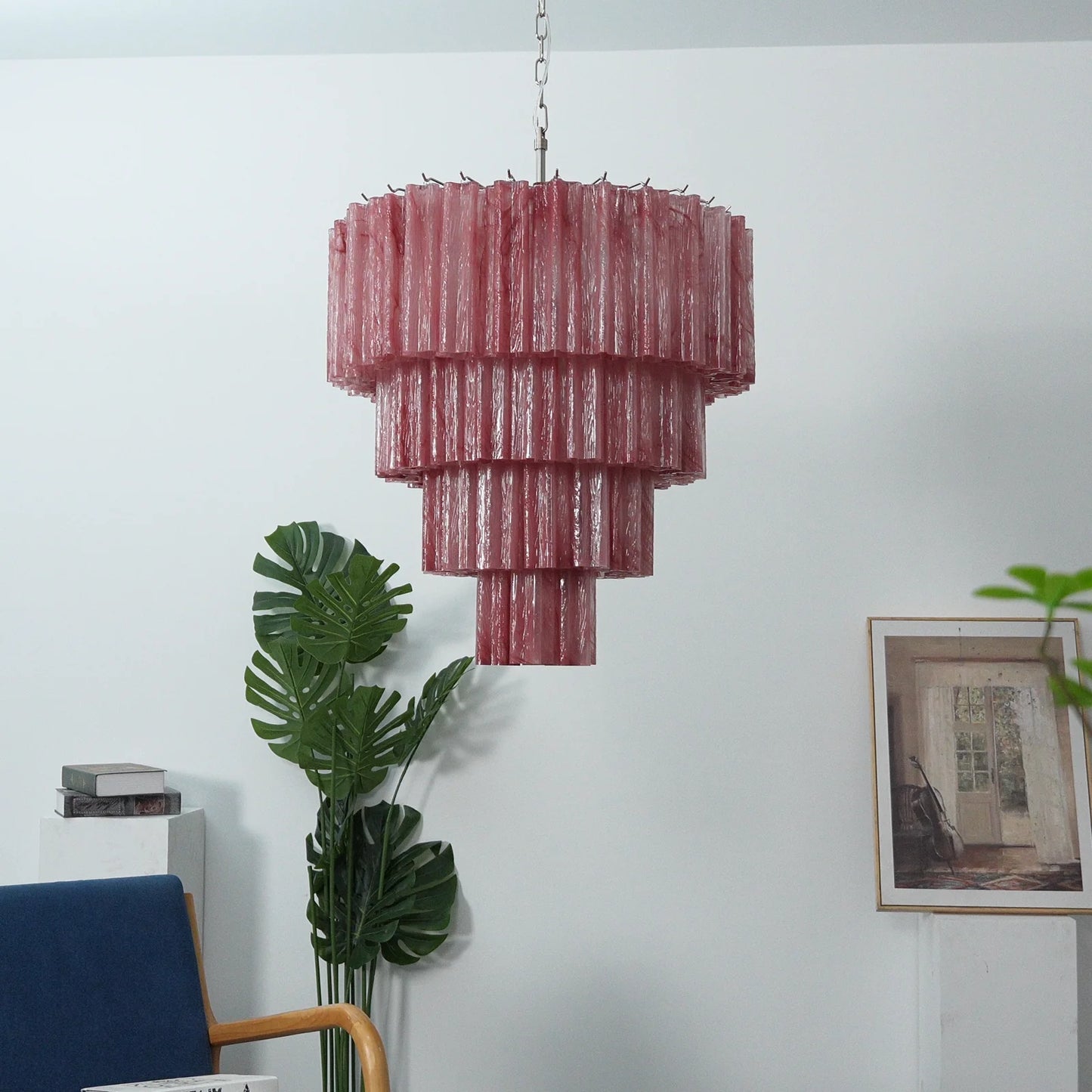 Murano Red Glass Tubes Chandelier - Nuvé