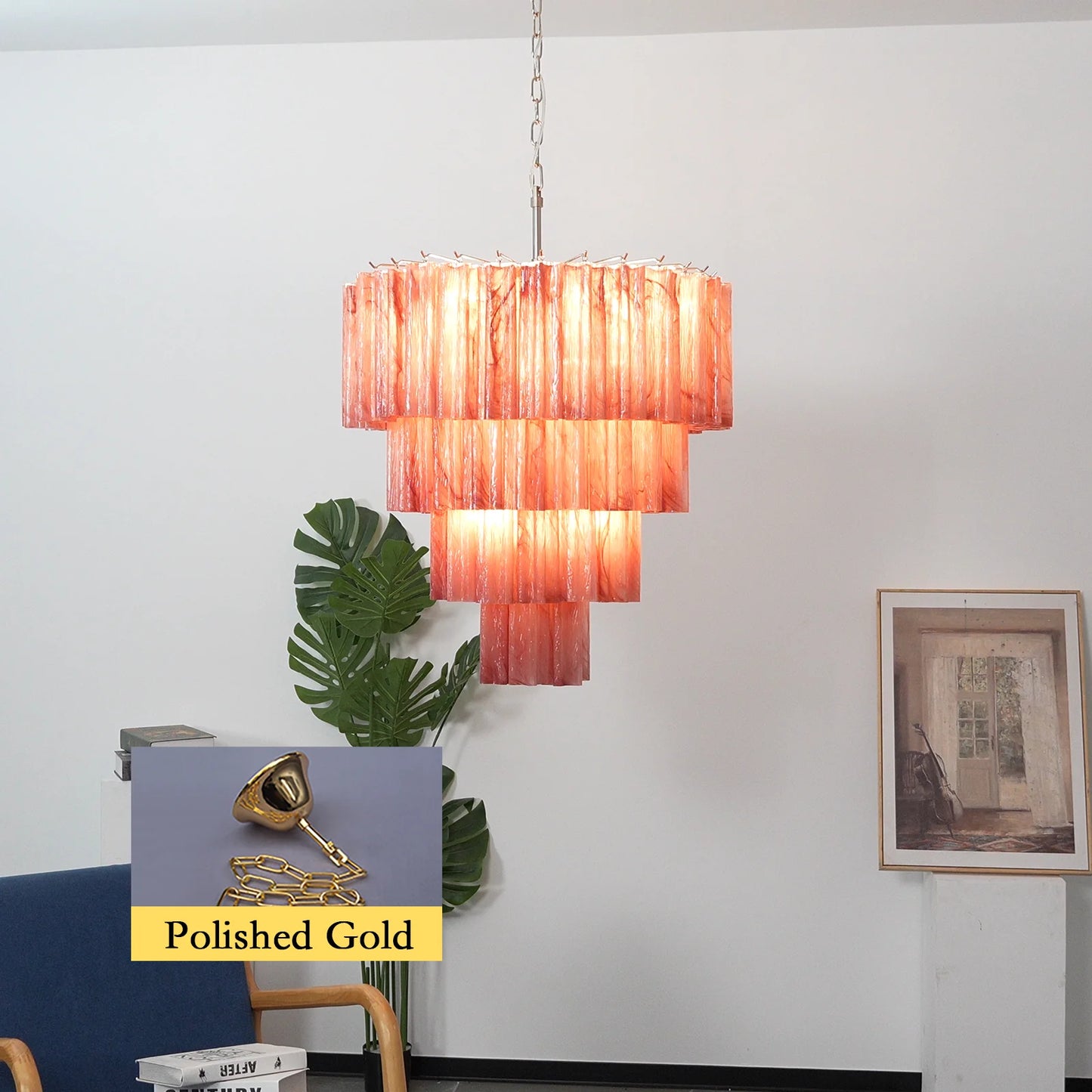 Murano Red Glass Tubes Chandelier - Nuvé