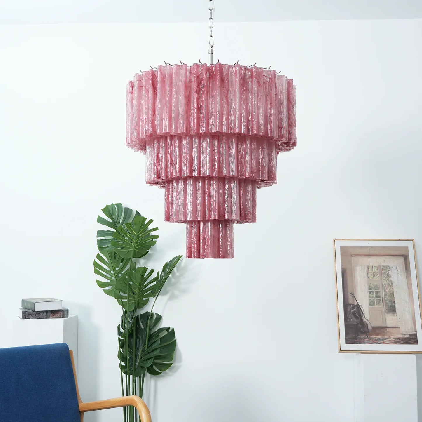 Murano Red Glass Tubes Chandelier - Nuvé