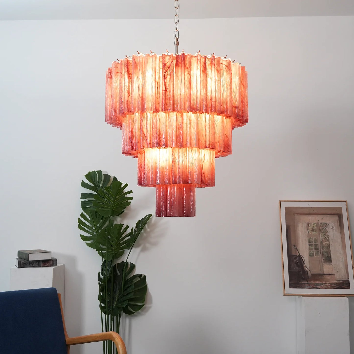 Murano Red Glass Tubes Chandelier - Nuvé