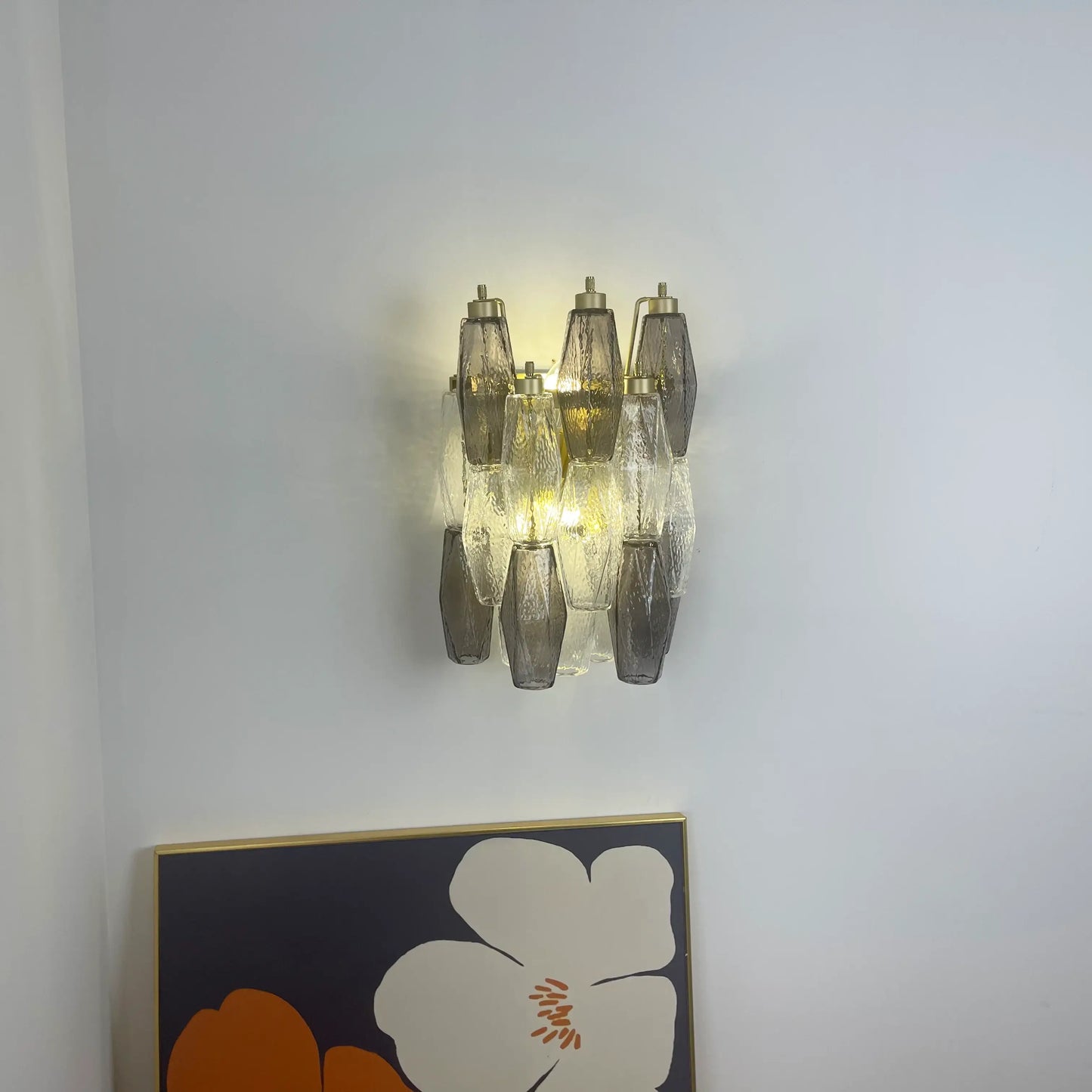 Murano Smoked Transparent Glass Wall Sconces - Nuvé
