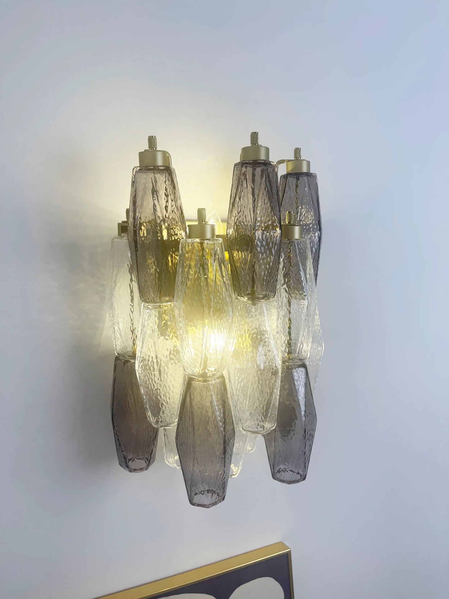Murano Smoked Transparent Glass Wall Sconces - Nuvé