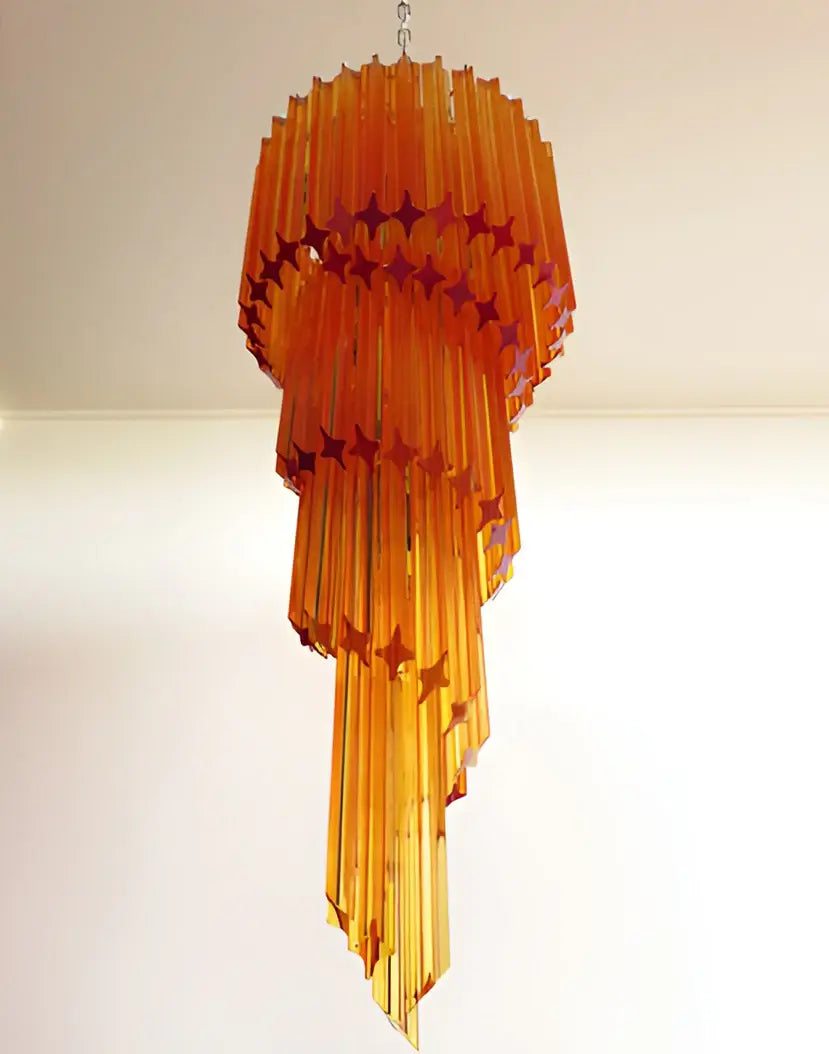 Murano Spiral Amber Prism Glass Chandelier - Nuvé