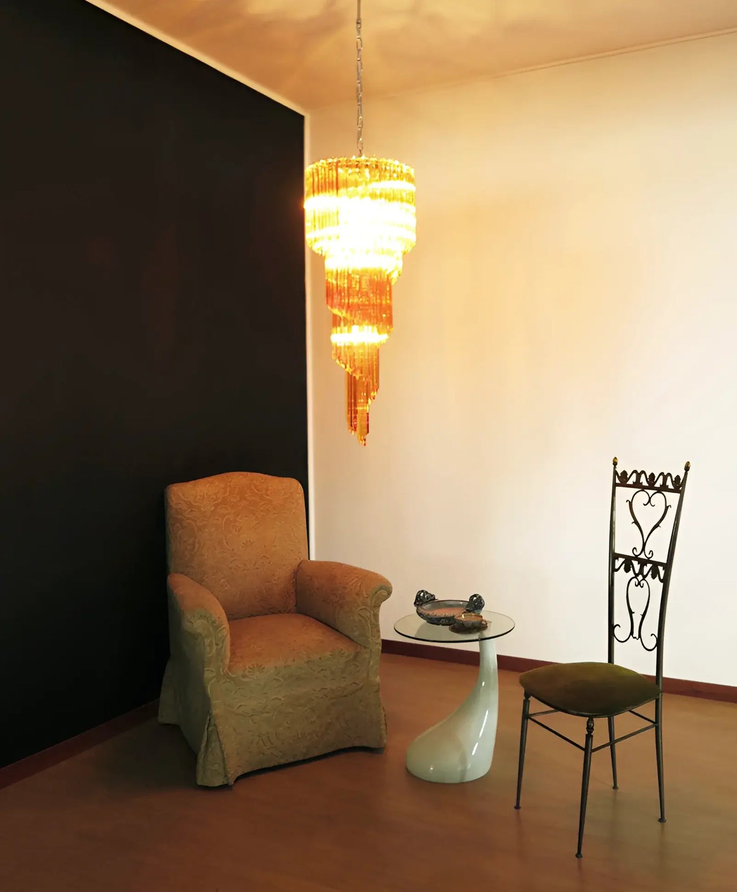 Murano Spiral Amber Prism Glass Chandelier - Nuvé