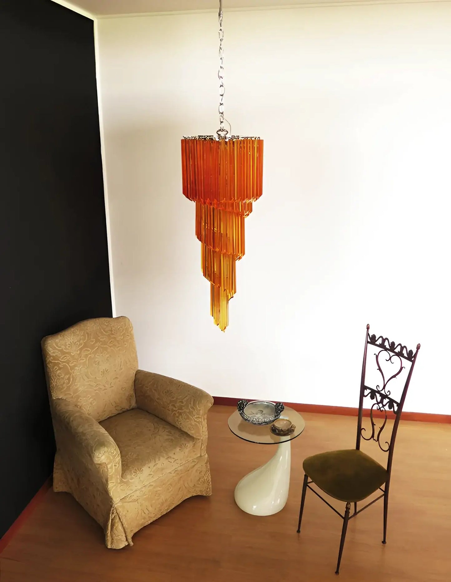 Murano Spiral Amber Prism Glass Chandelier - Nuvé