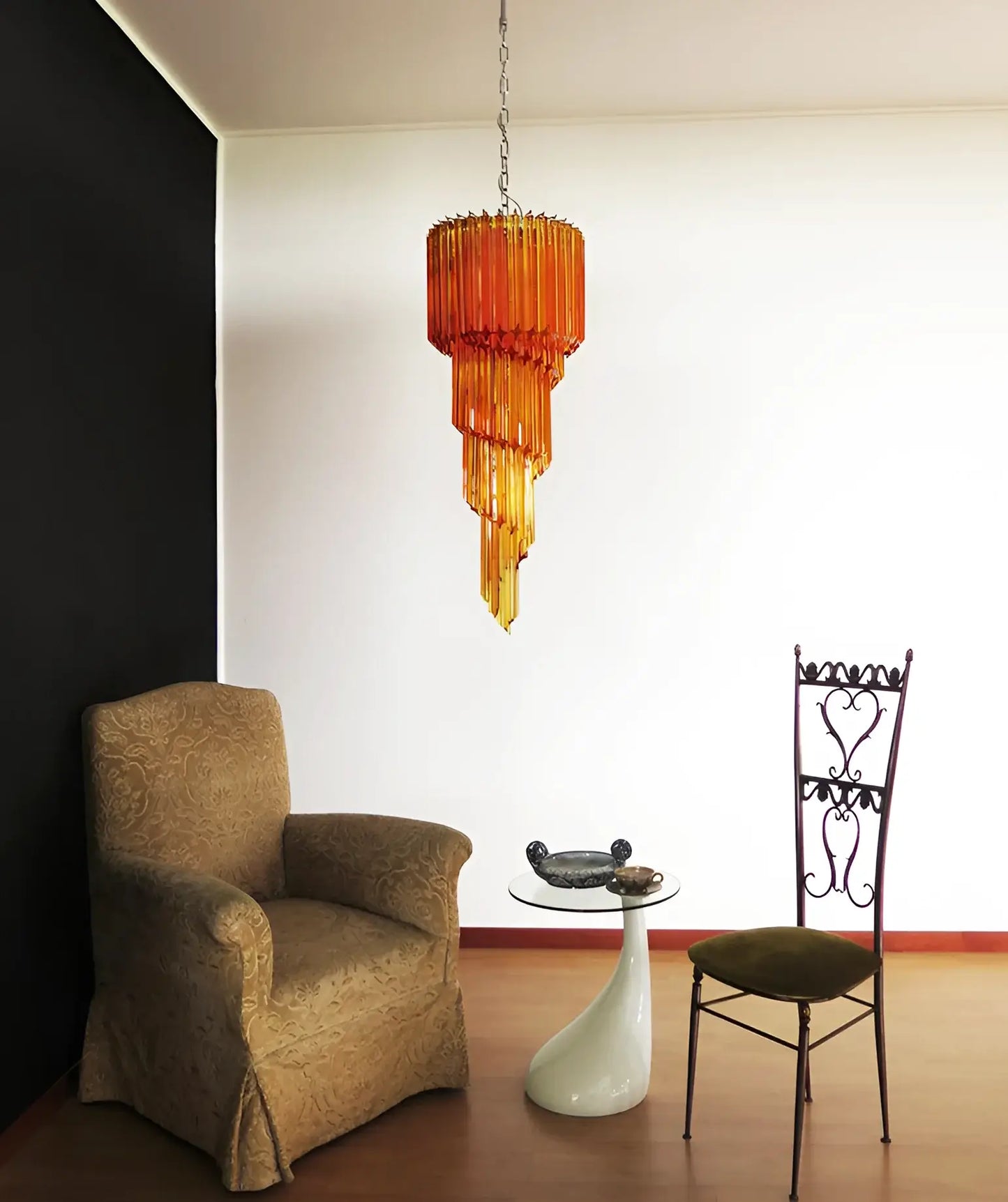 Murano Spiral Amber Prism Glass Chandelier - Nuvé