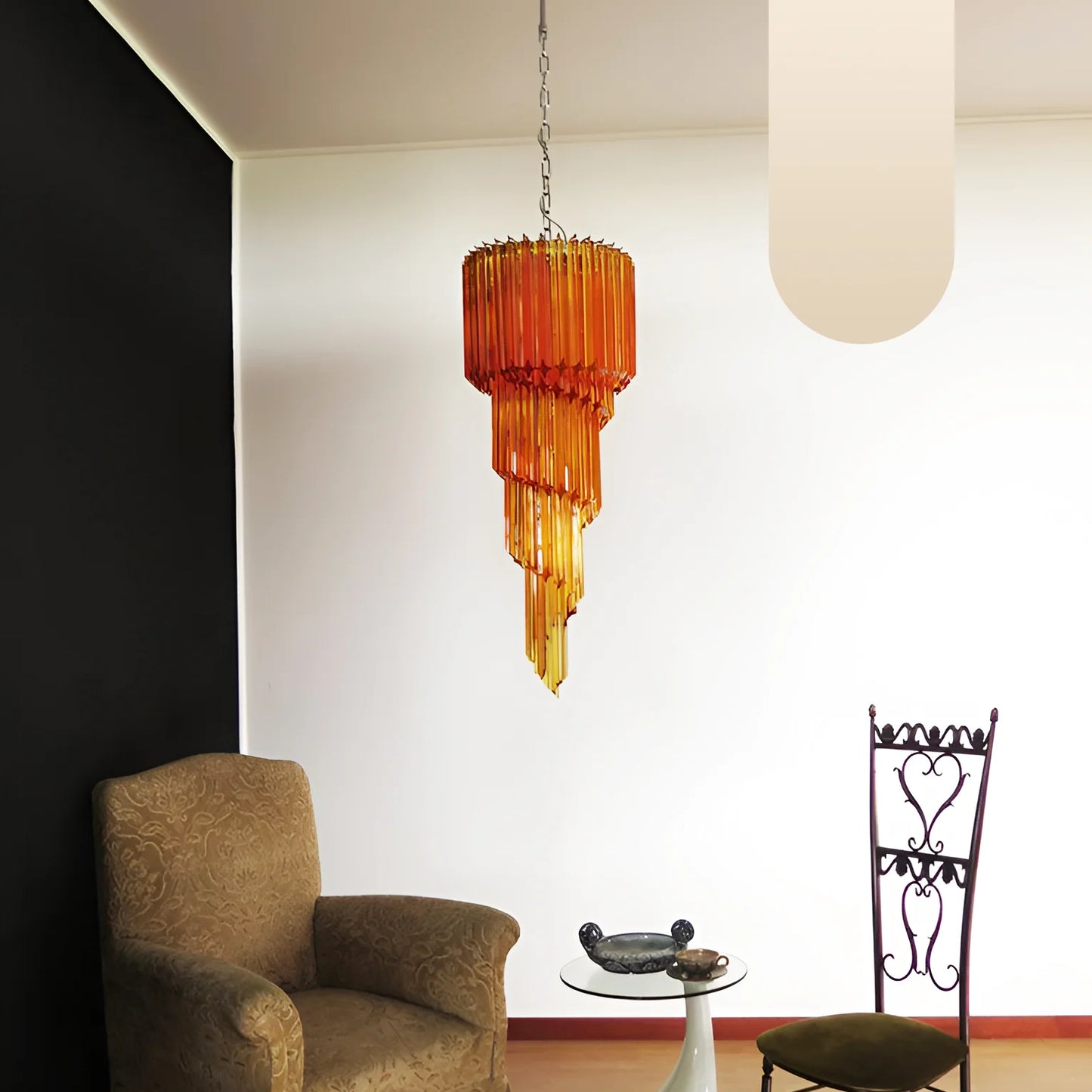 Murano Spiral Amber Prism Glass Chandelier - Nuvé