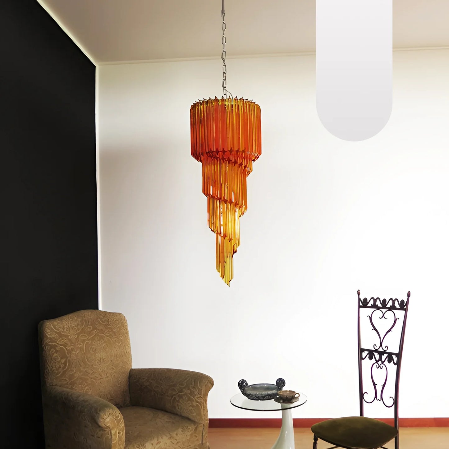 Murano Spiral Amber Prism Glass Chandelier - Nuvé