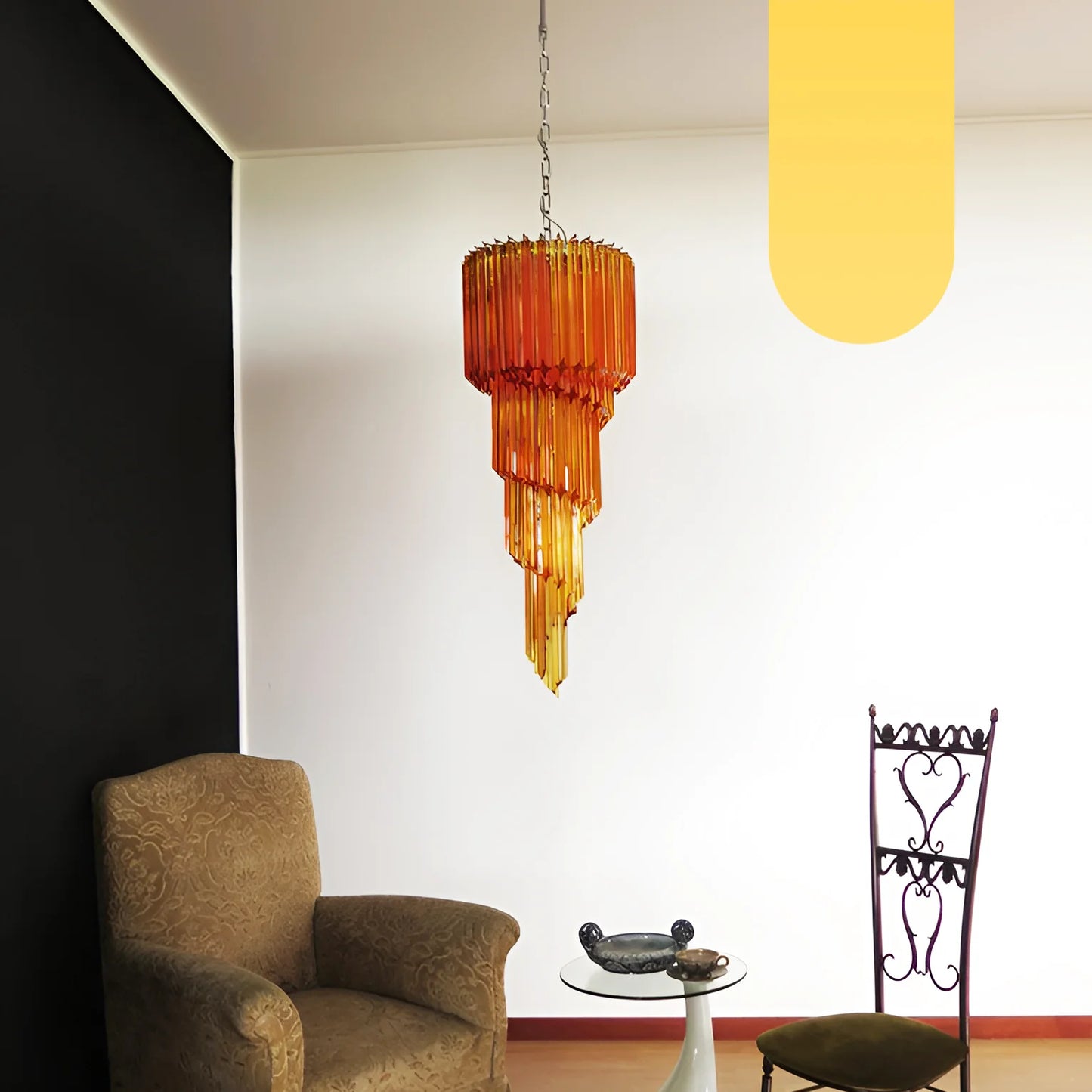 Murano Spiral Amber Prism Glass Chandelier - Nuvé