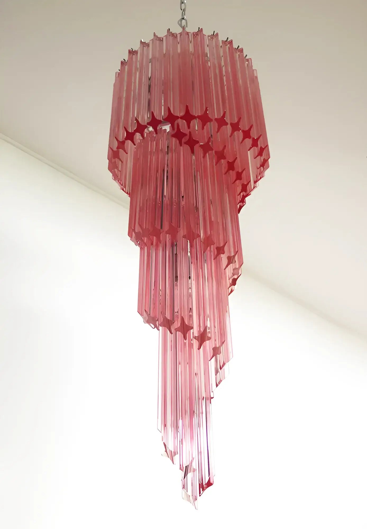Murano Spiral Pink Prism Glass Chandelier - Nuvé
