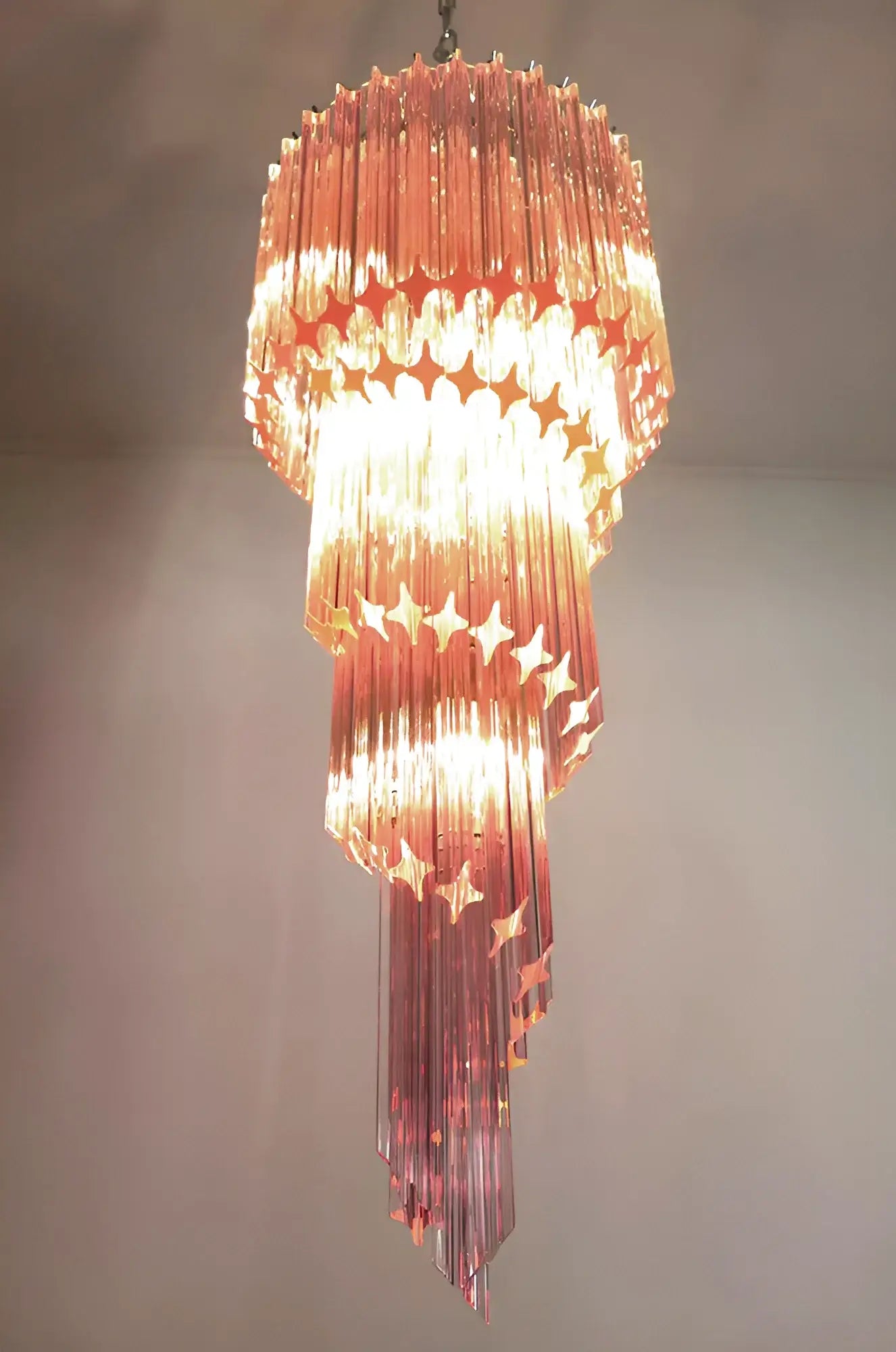 Murano Spiral Pink Prism Glass Chandelier - Nuvé