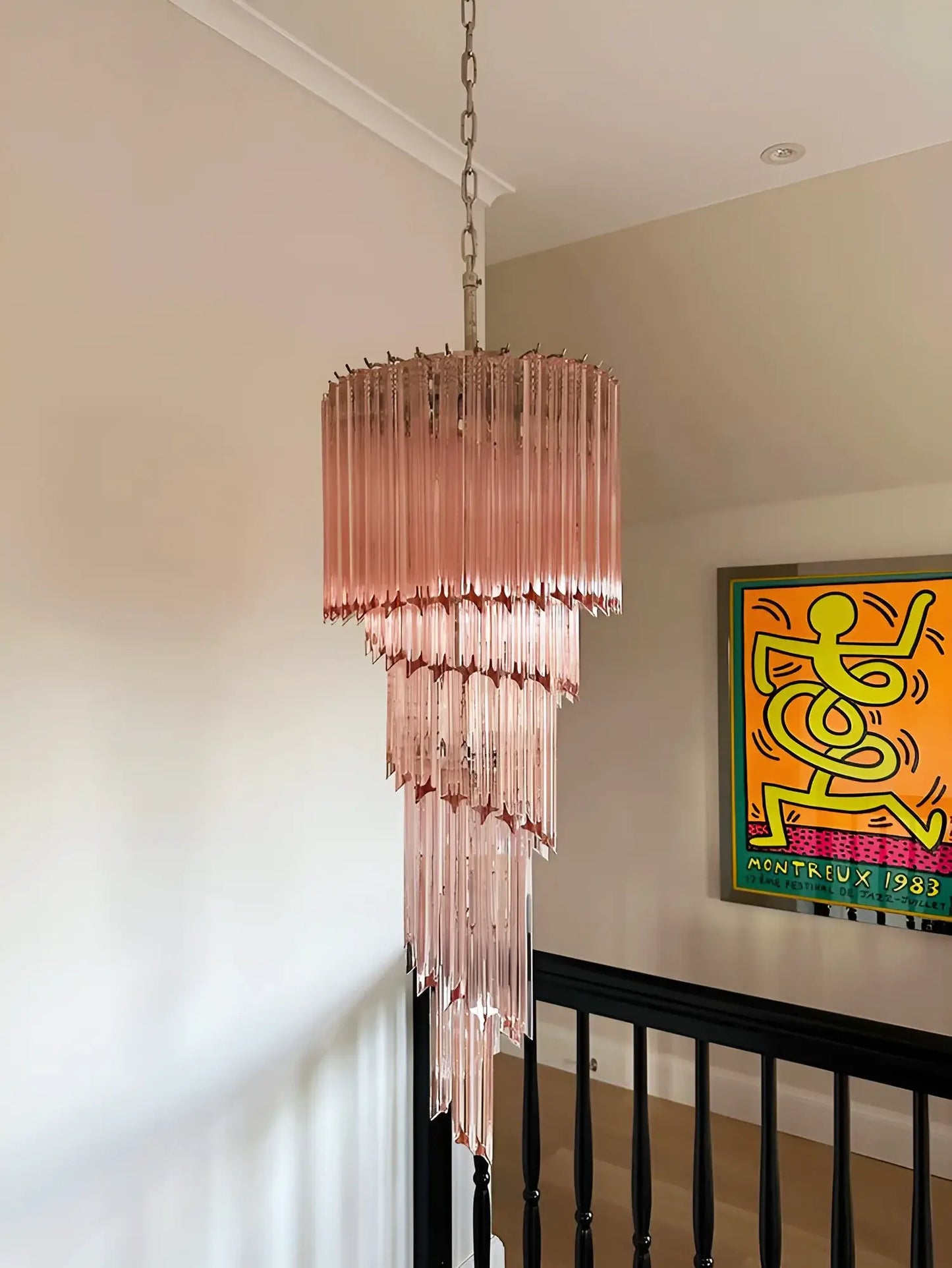 Murano Spiral Pink Prism Glass Chandelier - Nuvé