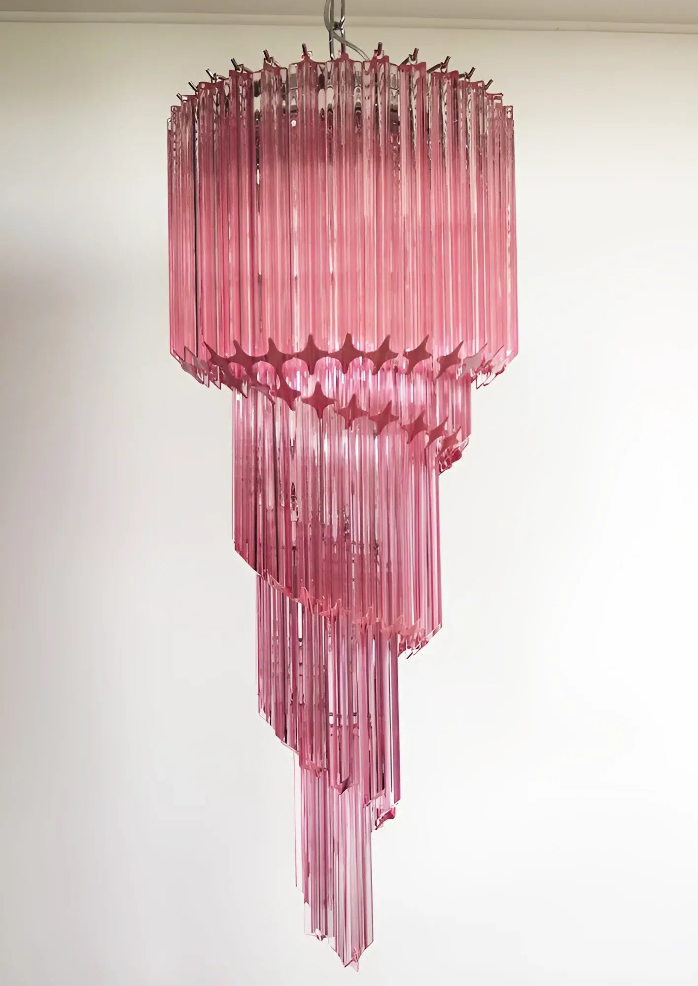 Murano Spiral Pink Prism Glass Chandelier - Nuvé