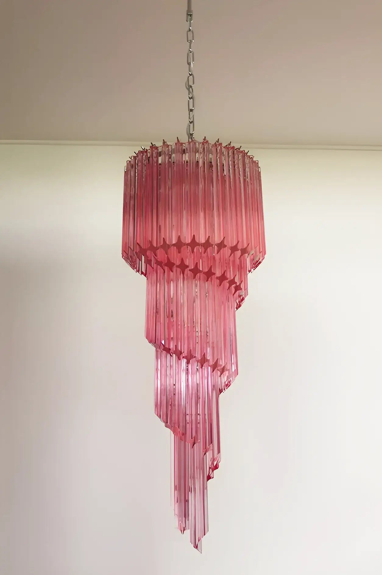 Murano Spiral Pink Prism Glass Chandelier - Nuvé