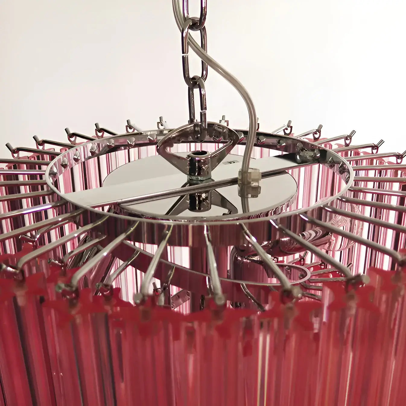 Murano Spiral Pink Prism Glass Chandelier - Nuvé