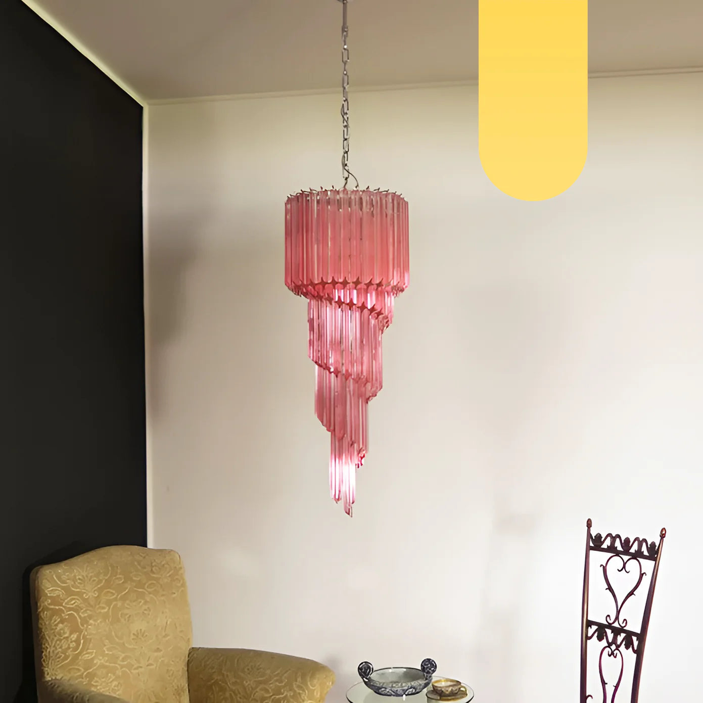 Murano Spiral Pink Prism Glass Chandelier - Nuvé