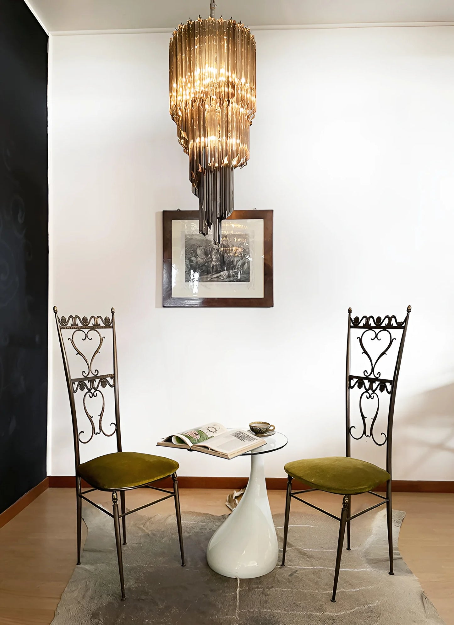 Murano Spiral Prisms Smoked Chandelier - Nuvé