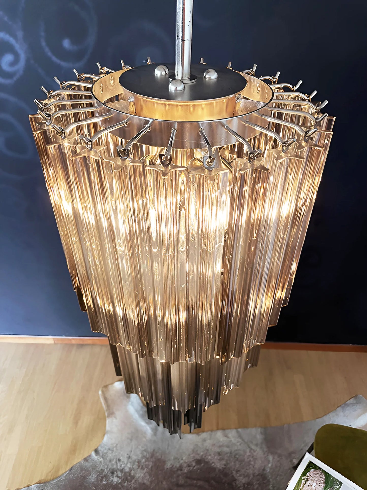 Murano Spiral Prisms Smoked Chandelier - Nuvé