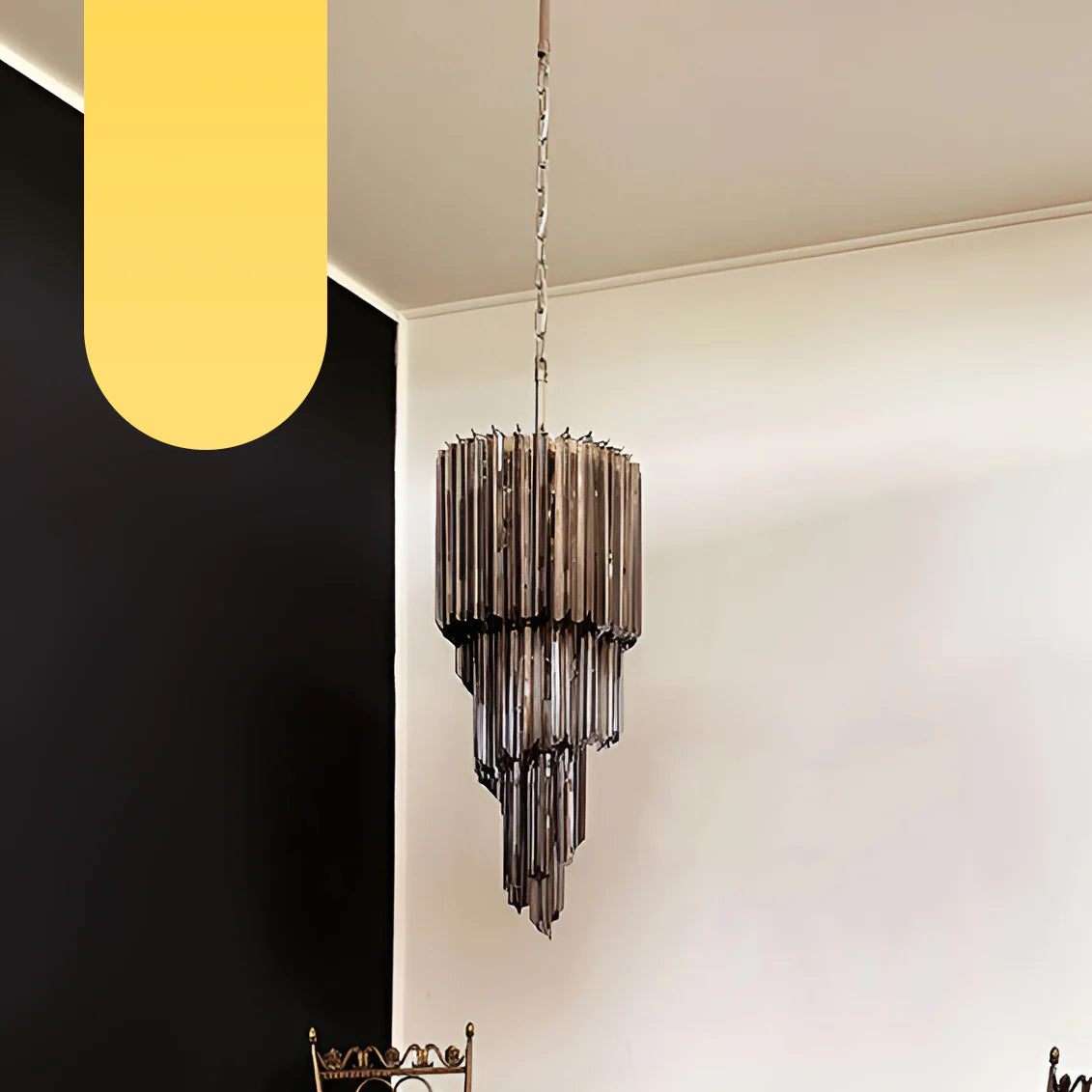 Murano Spiral Prisms Smoked Chandelier - Nuvé