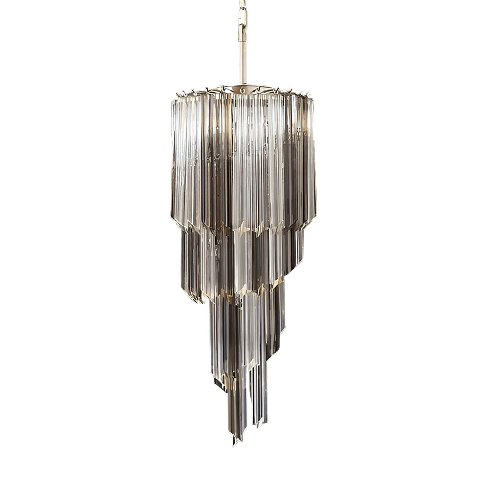 Murano Spiral Prisms Transparent Smoked Chandelier - Nuvé