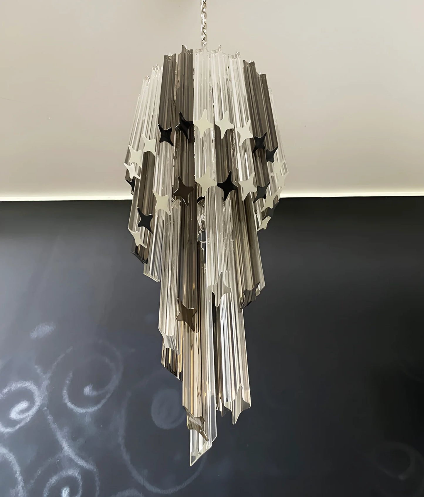 Murano Spiral Prisms Transparent Smoked Chandelier - Nuvé