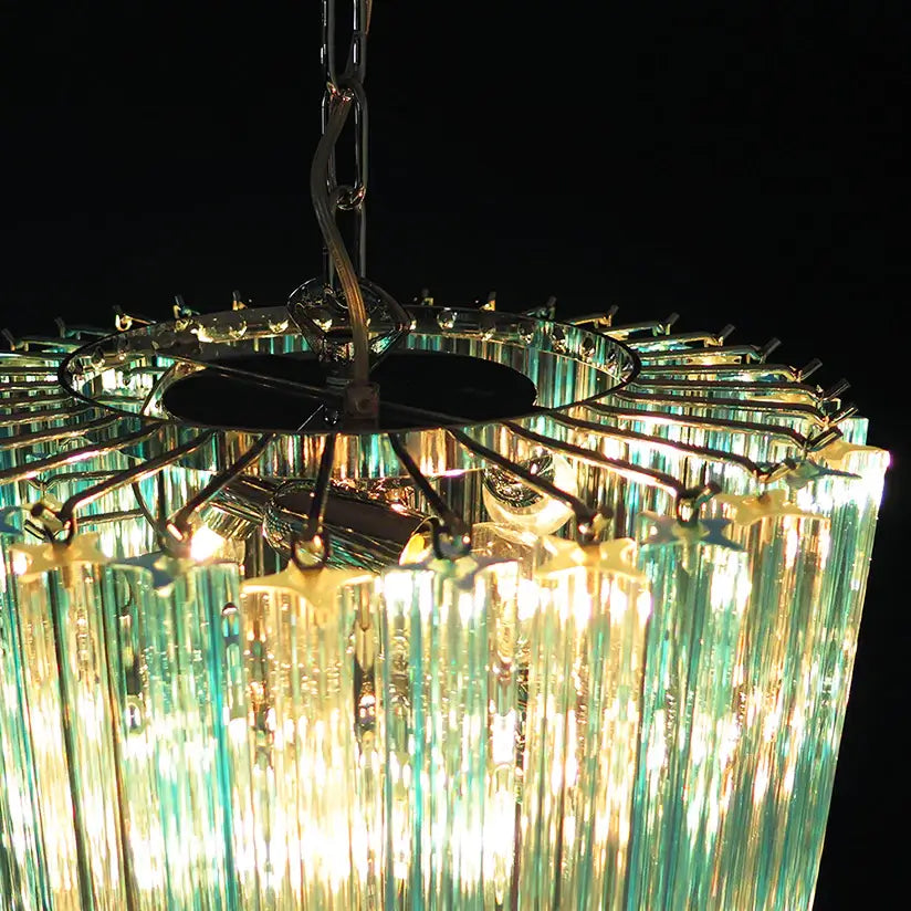 Murano Spiral Transparent Blue Prism Glass Chandelier - Nuvé