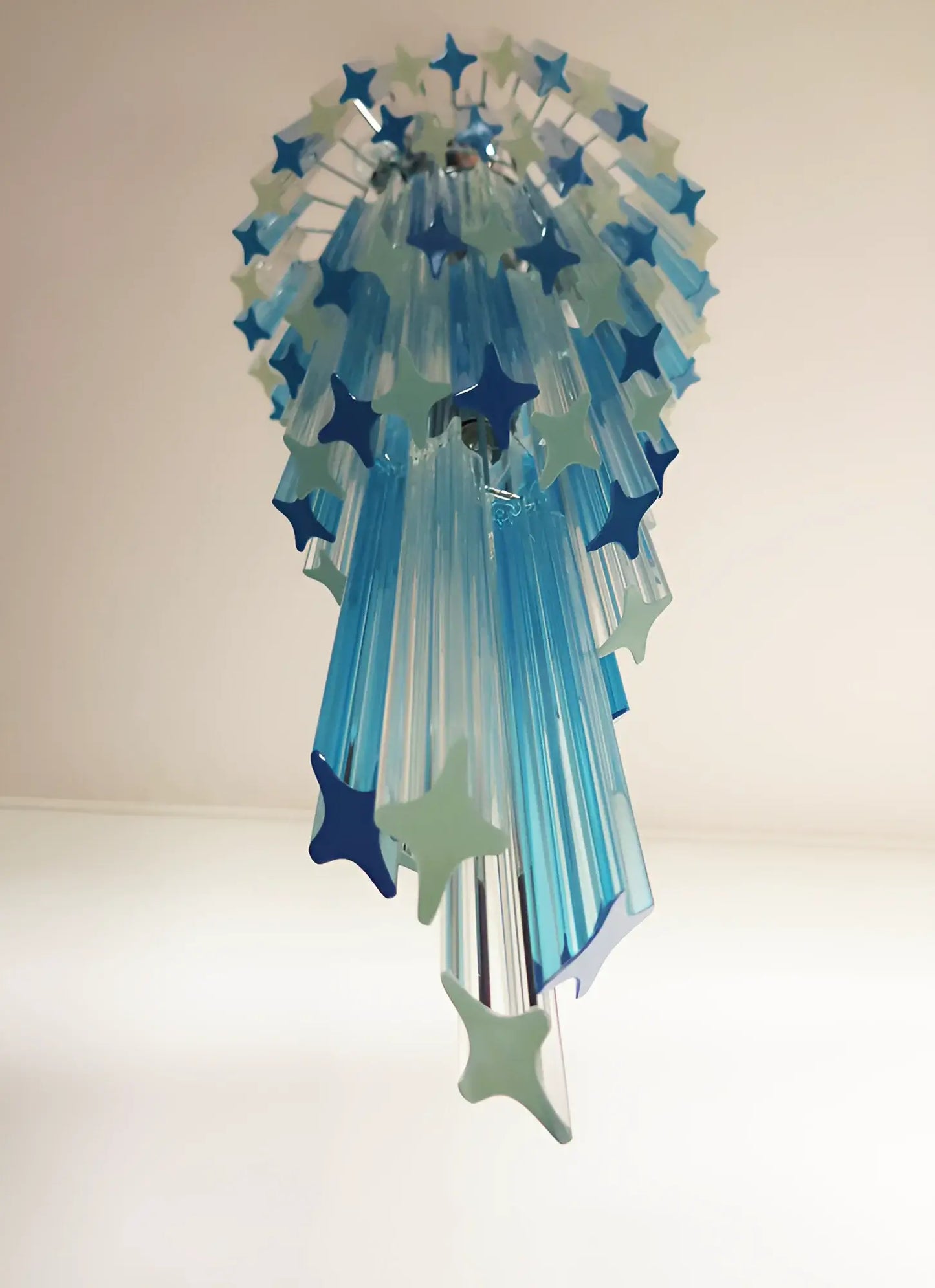 Murano Spiral Transparent Blue Prism Glass Chandelier - Nuvé