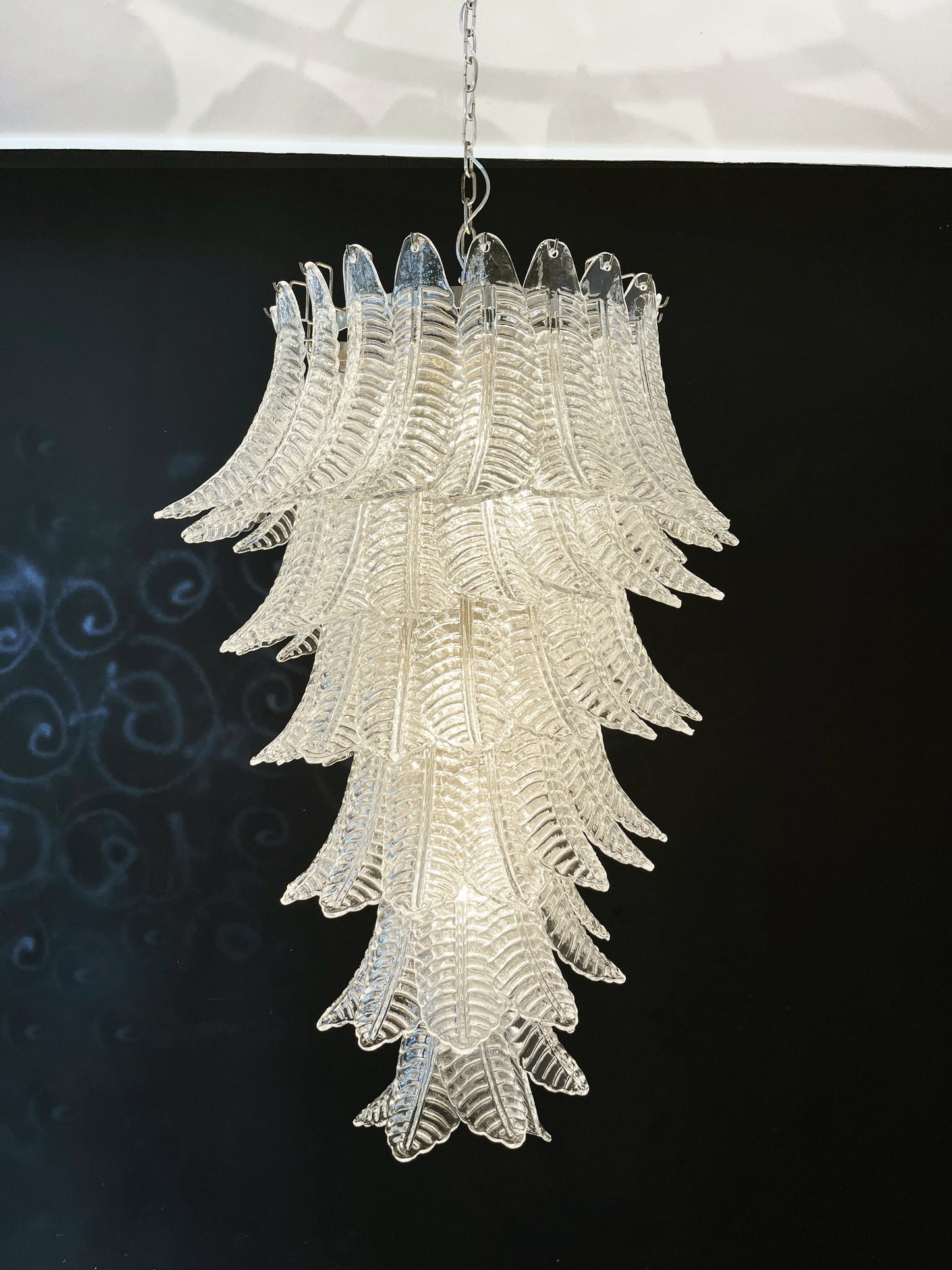 Murano Transparent Felch Spiral Chandelier - Nuvé