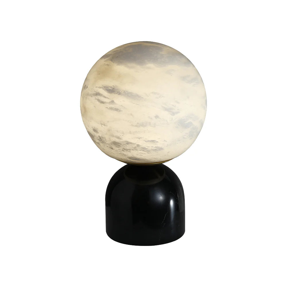 Round alabaster marble table lamp by korewolamp featuring a sleek Nordic design, ideal for bedside or living room decor.