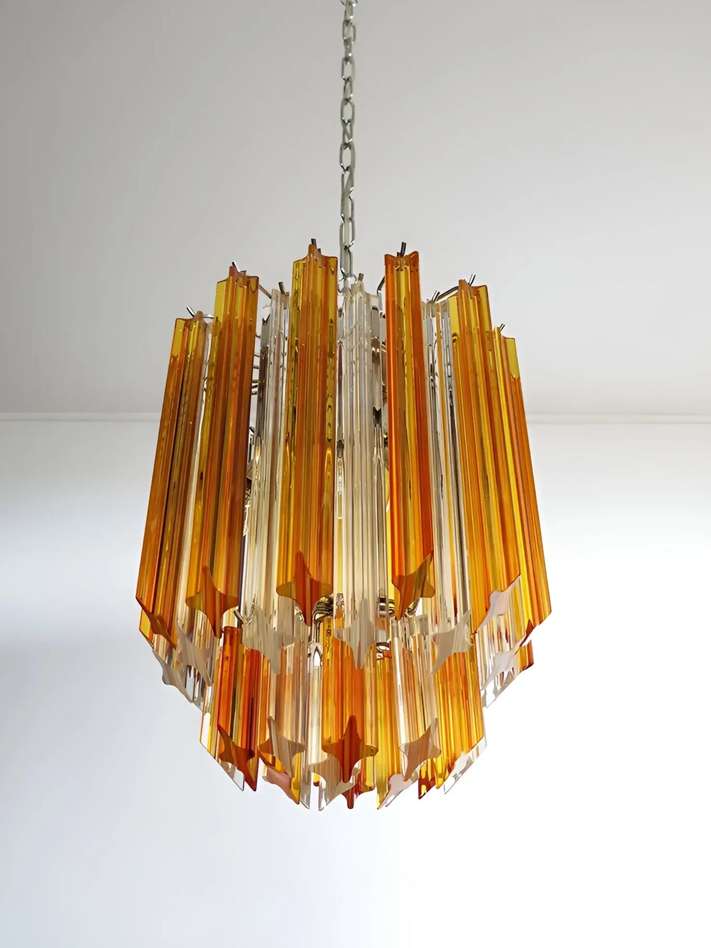 Quadriedri Murano Prisms Amber Transparent Chandelier - Nuvé