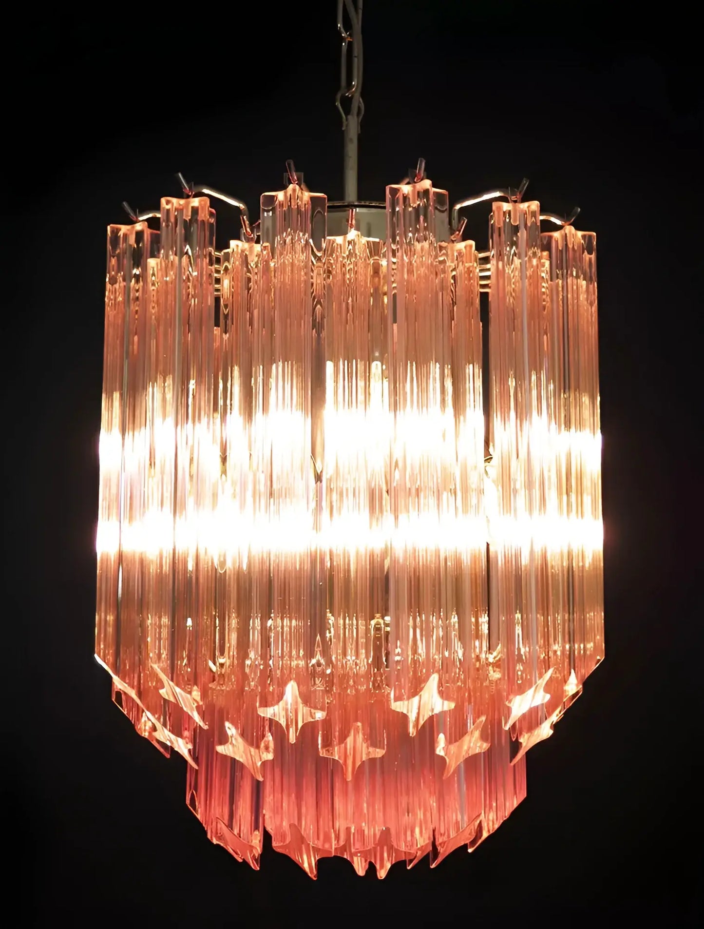 Quadriedri Murano Prisms Pink Chandelier - Nuvé