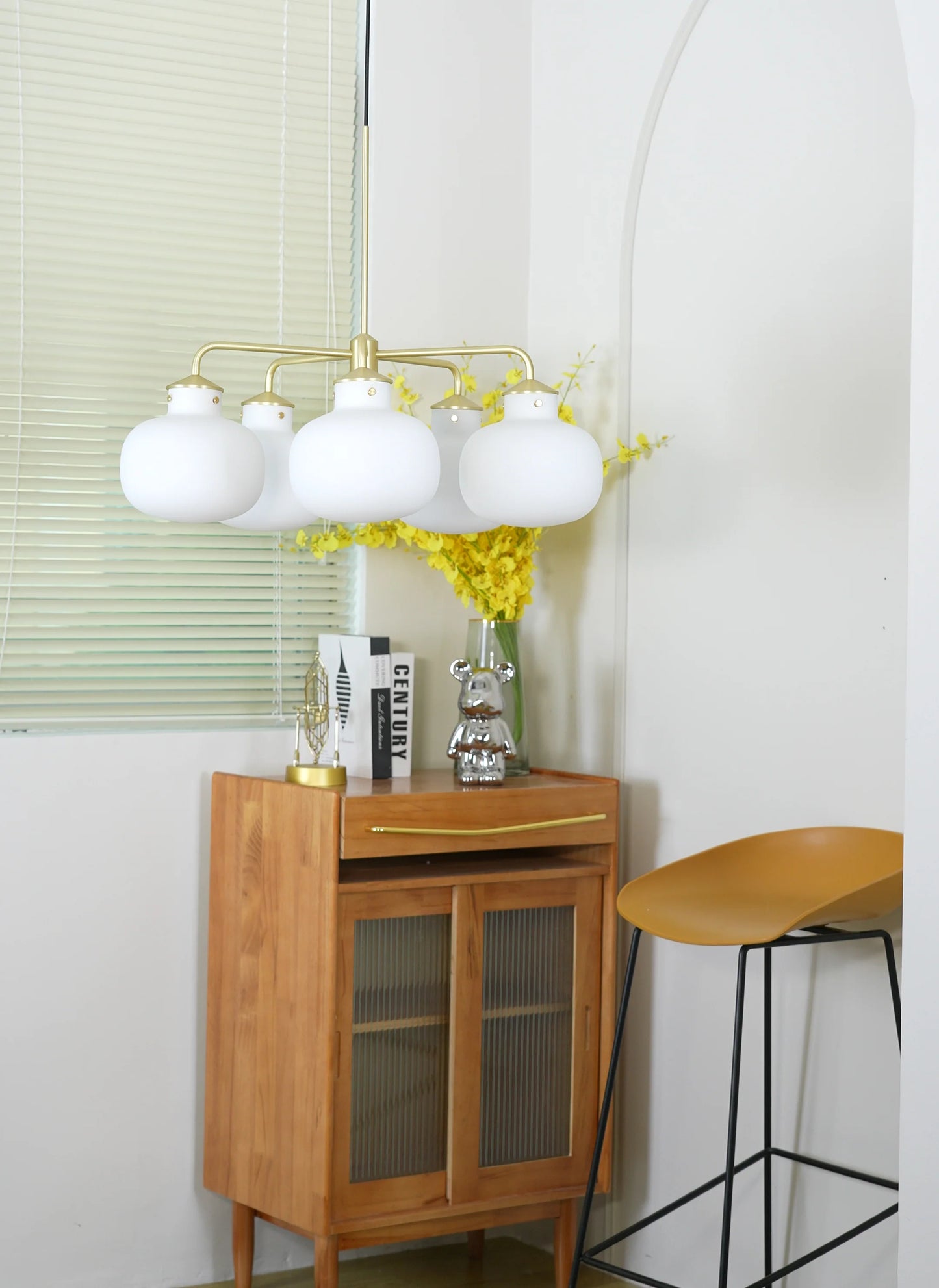 Modern Raito Opal Glass Chandelier - Nuvé