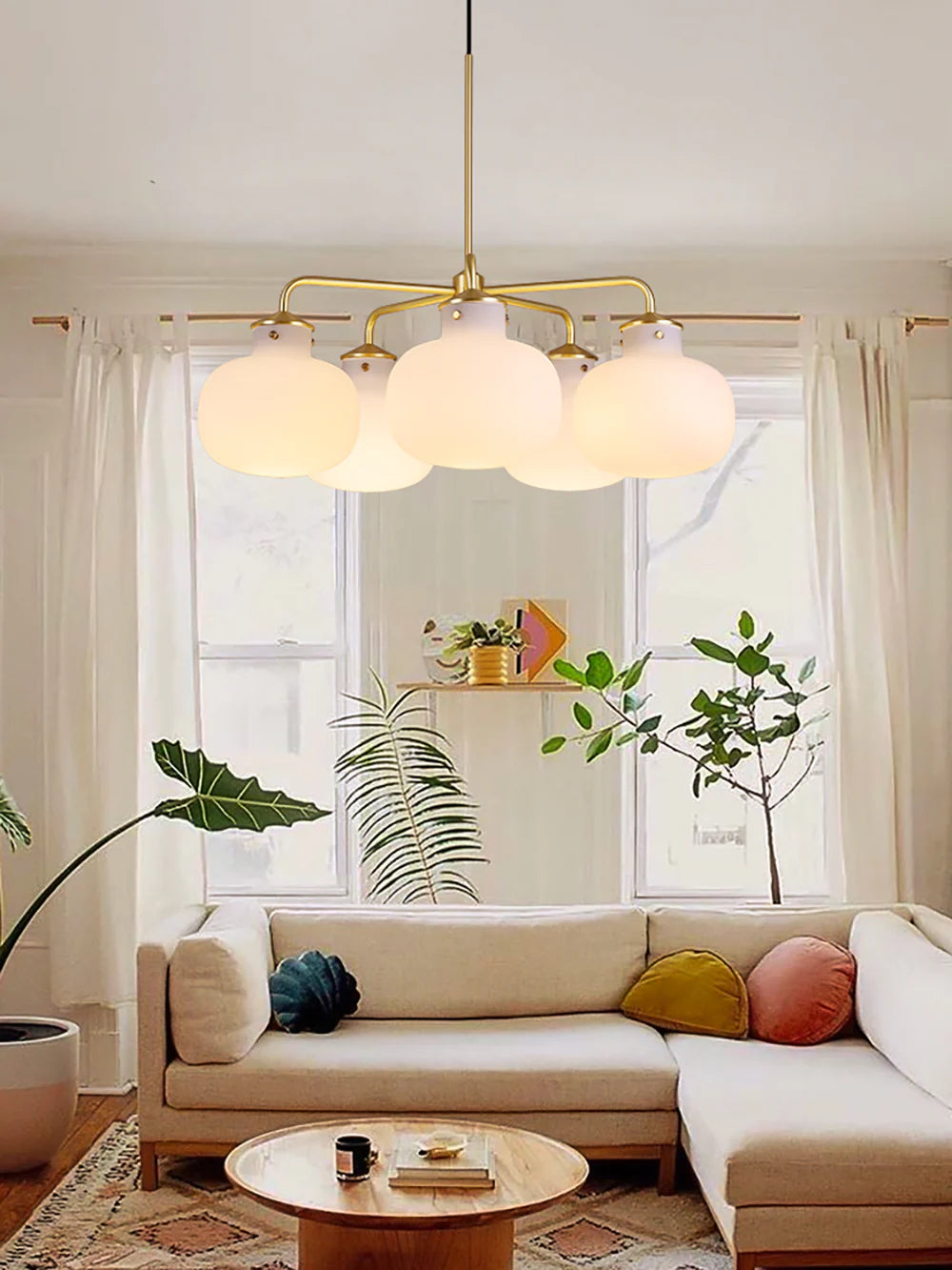 Modern Raito Opal Glass Chandelier - Nuvé