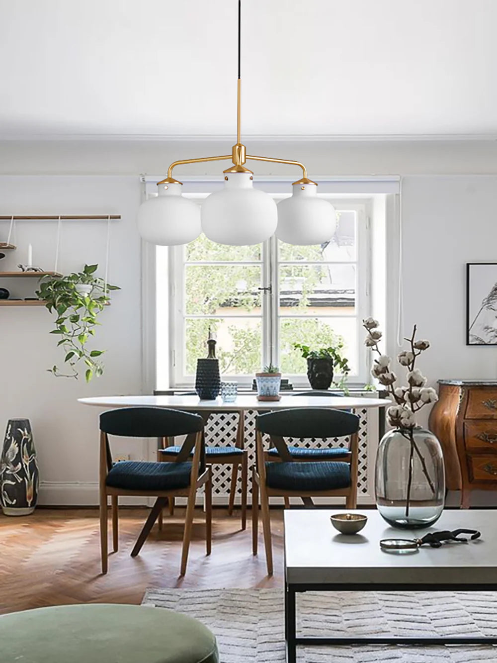 Modern Raito Opal Glass Chandelier - Nuvé