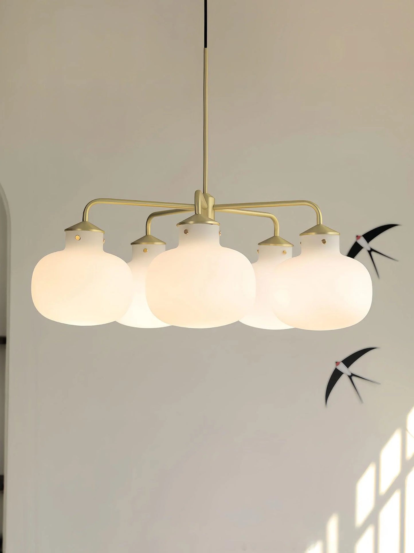 Modern Raito Opal Glass Chandelier - Nuvé