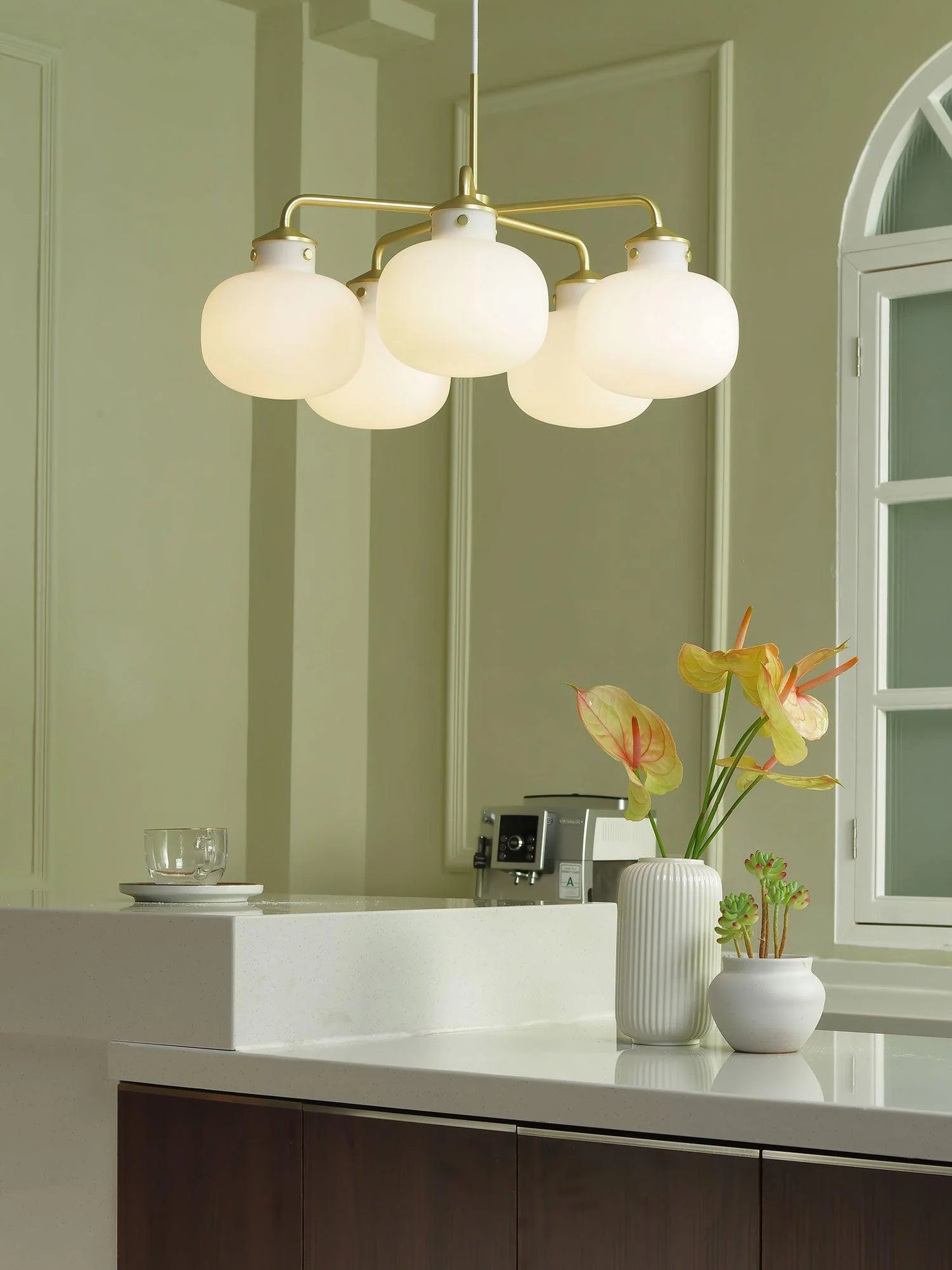 Modern Raito Opal Glass Chandelier - Nuvé
