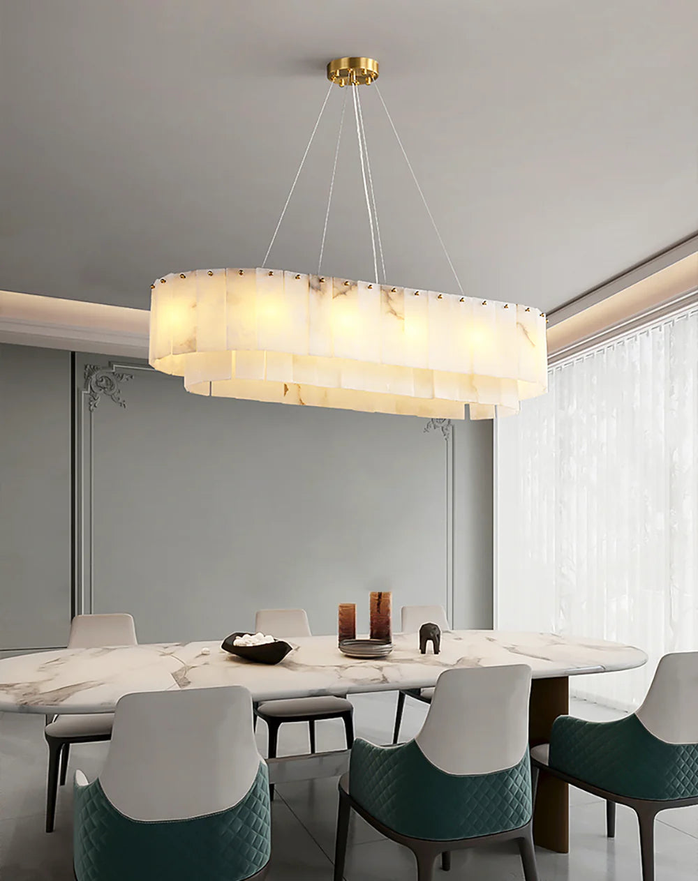 Rectangular Linear Alabaster Chandelier - Nuvé