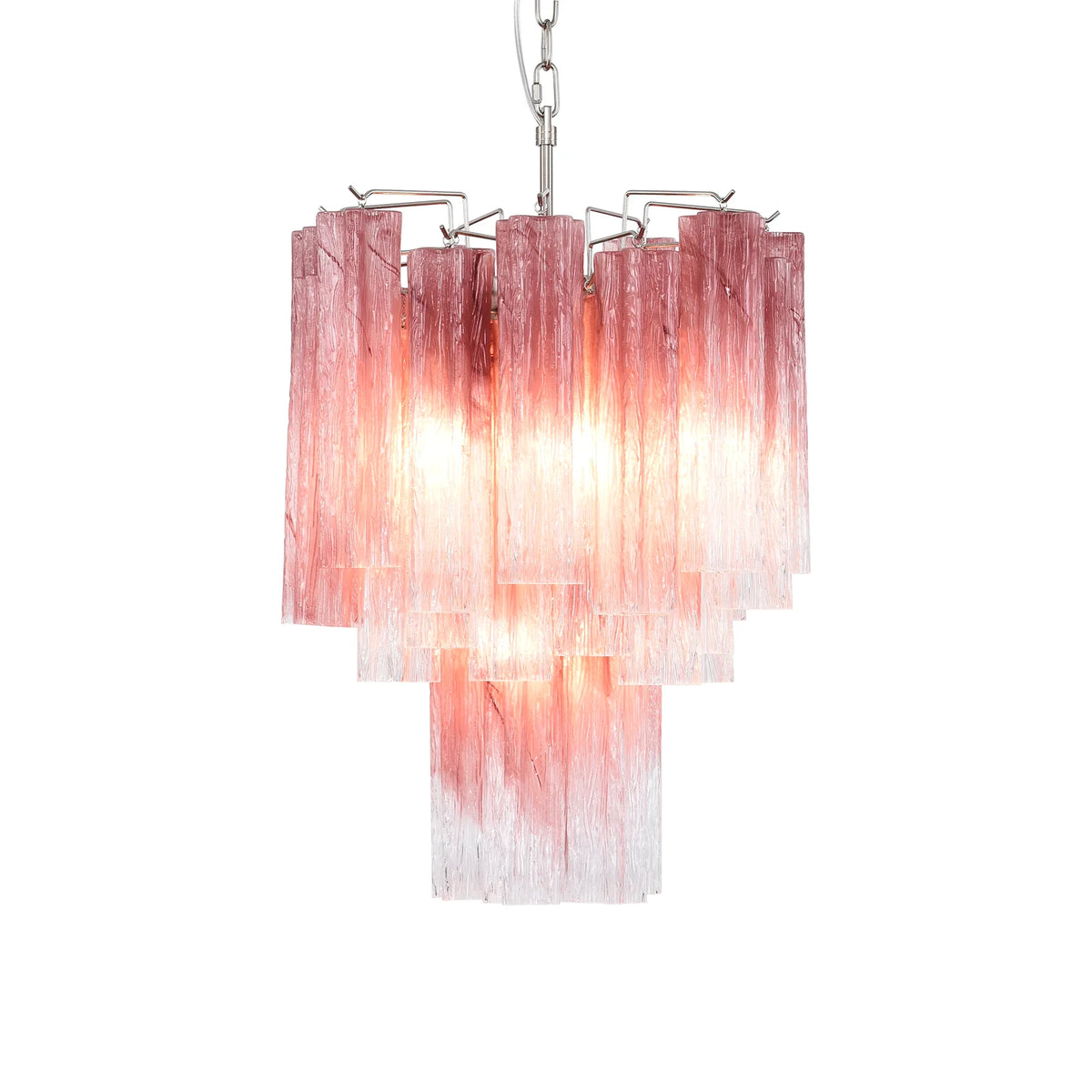 Cerise Pink Ombré Fluted Glass Chandelier