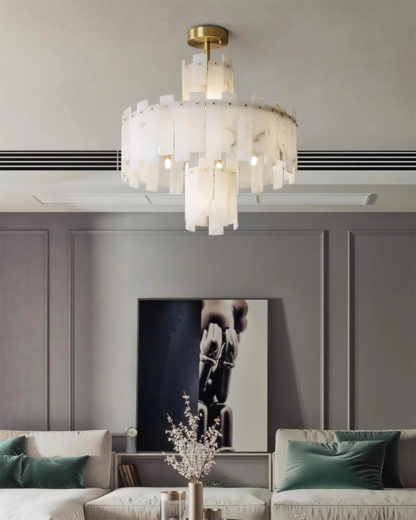 Regina White Alabaster Chandelier - Nuvé