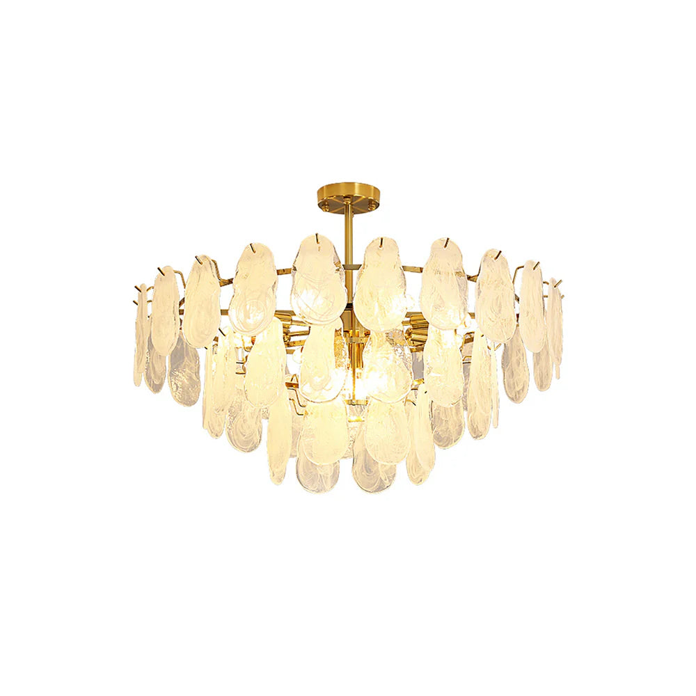 Round Cloud Glass Brass Chandelier - Nuvé