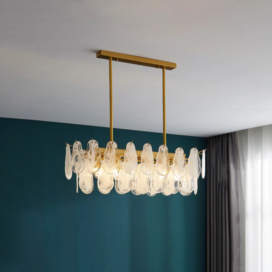 Round Cloud Glass Brass Chandelier - Nuvé