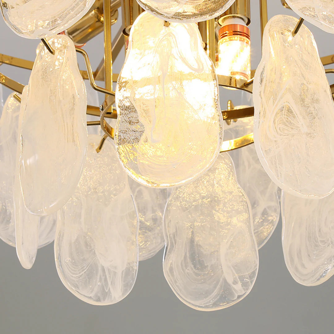 Round Cloud Glass Brass Chandelier - Nuvé