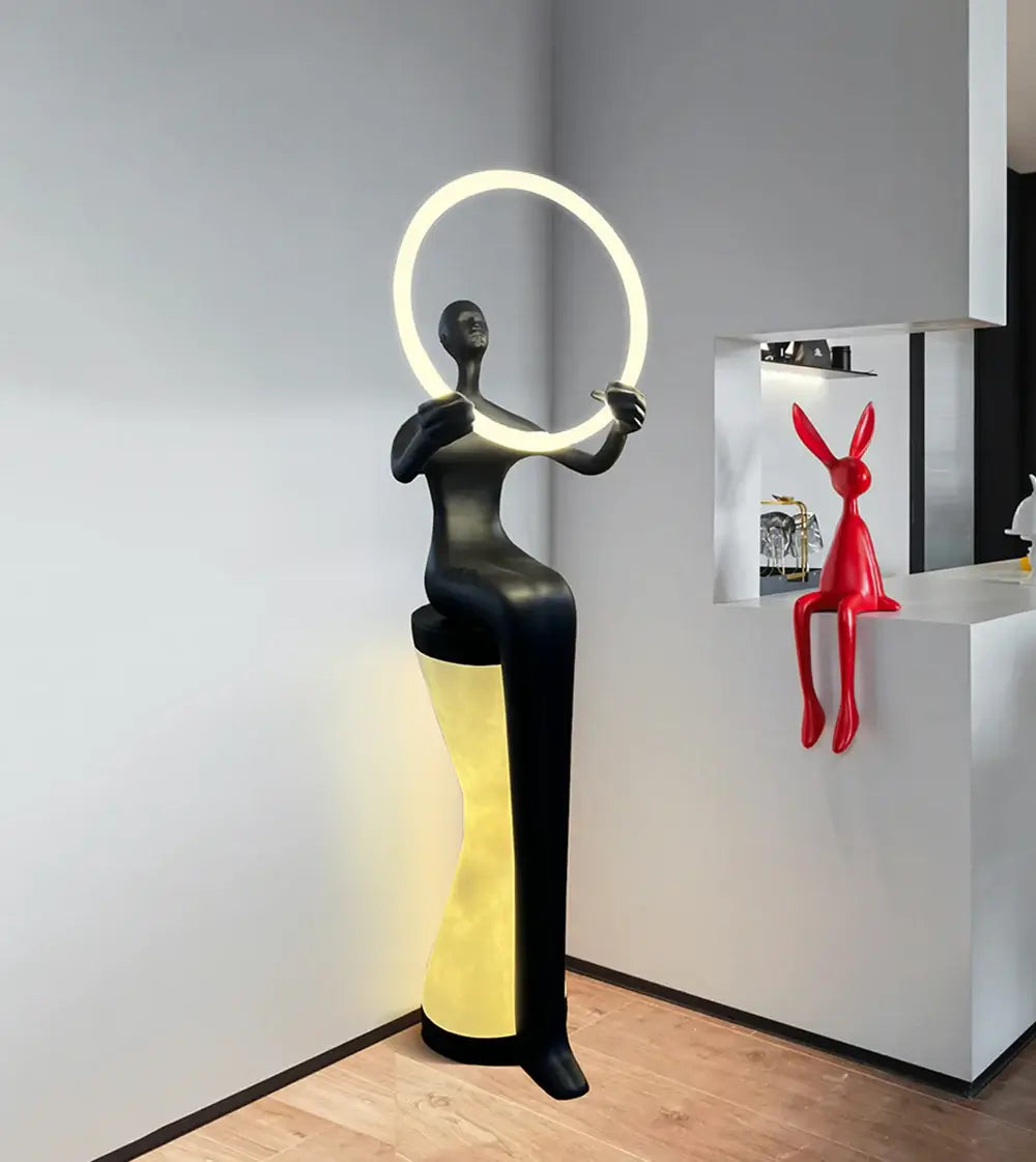 Sitting Man Statue Floor Lamp - Nuvé