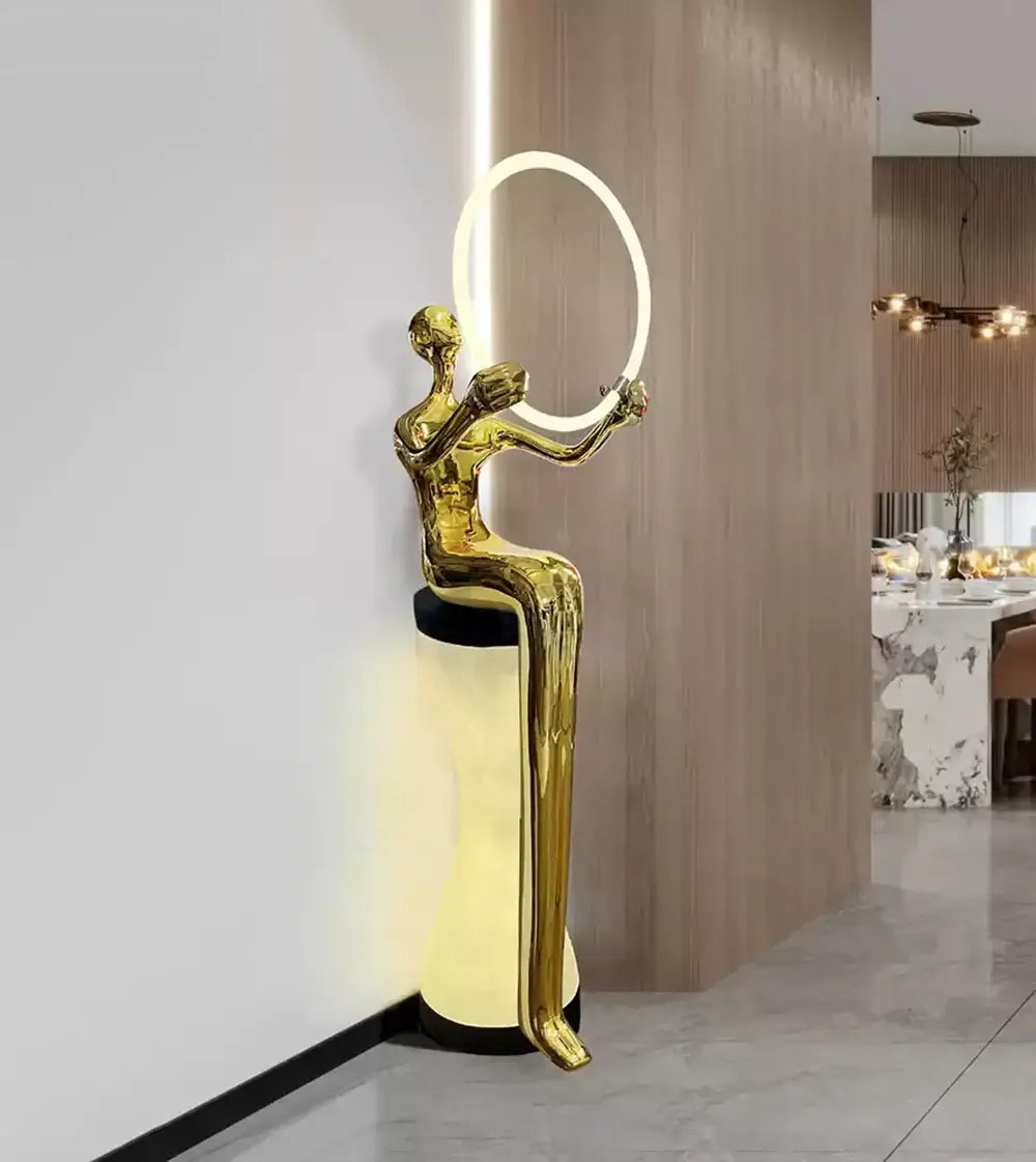 Sitting Man Statue Floor Lamp - Nuvé