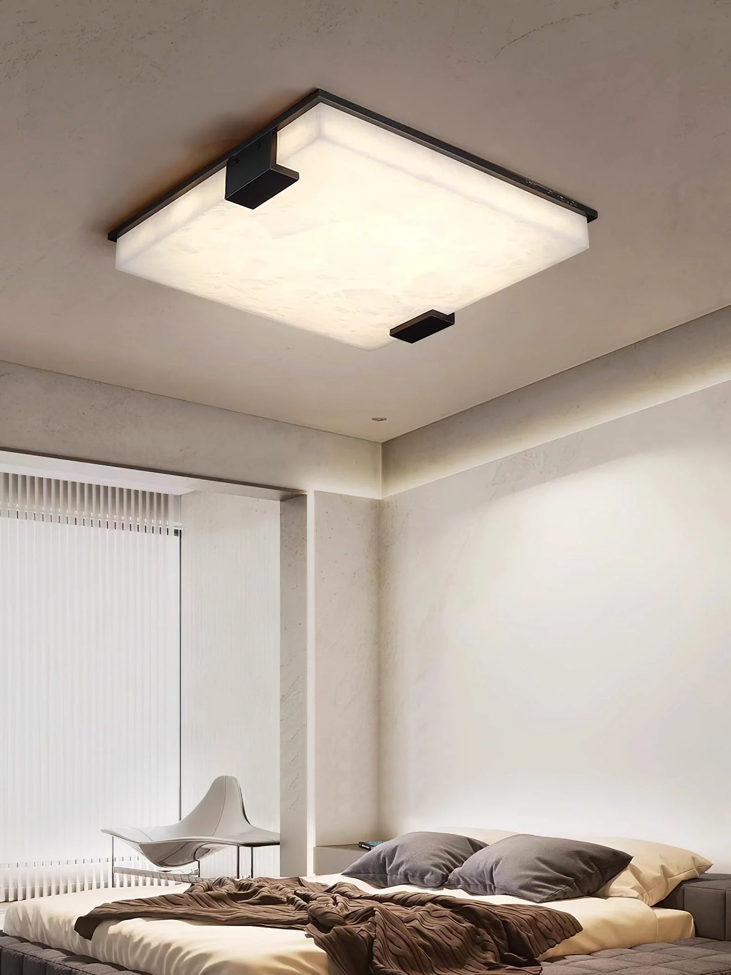 Arle Square Alabaster Black Ceiling Lamp - Nuvé