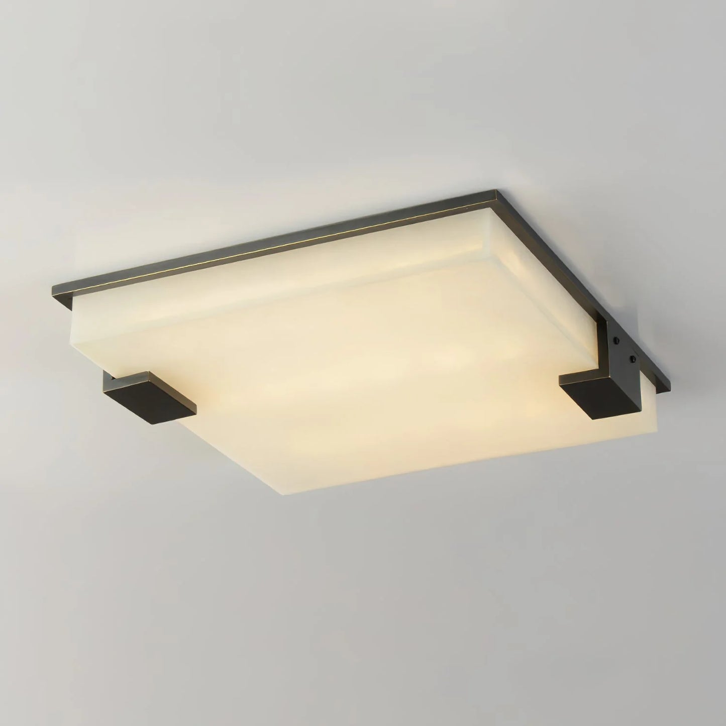 Arle Square Alabaster Black Ceiling Lamp - Nuvé