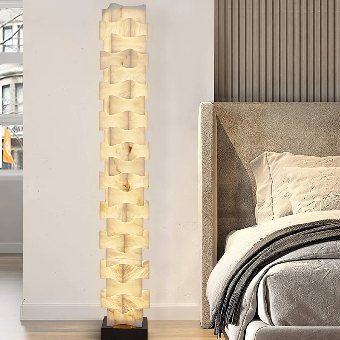 Stacked Alabaster Squares Floor Lamp - Nuvé